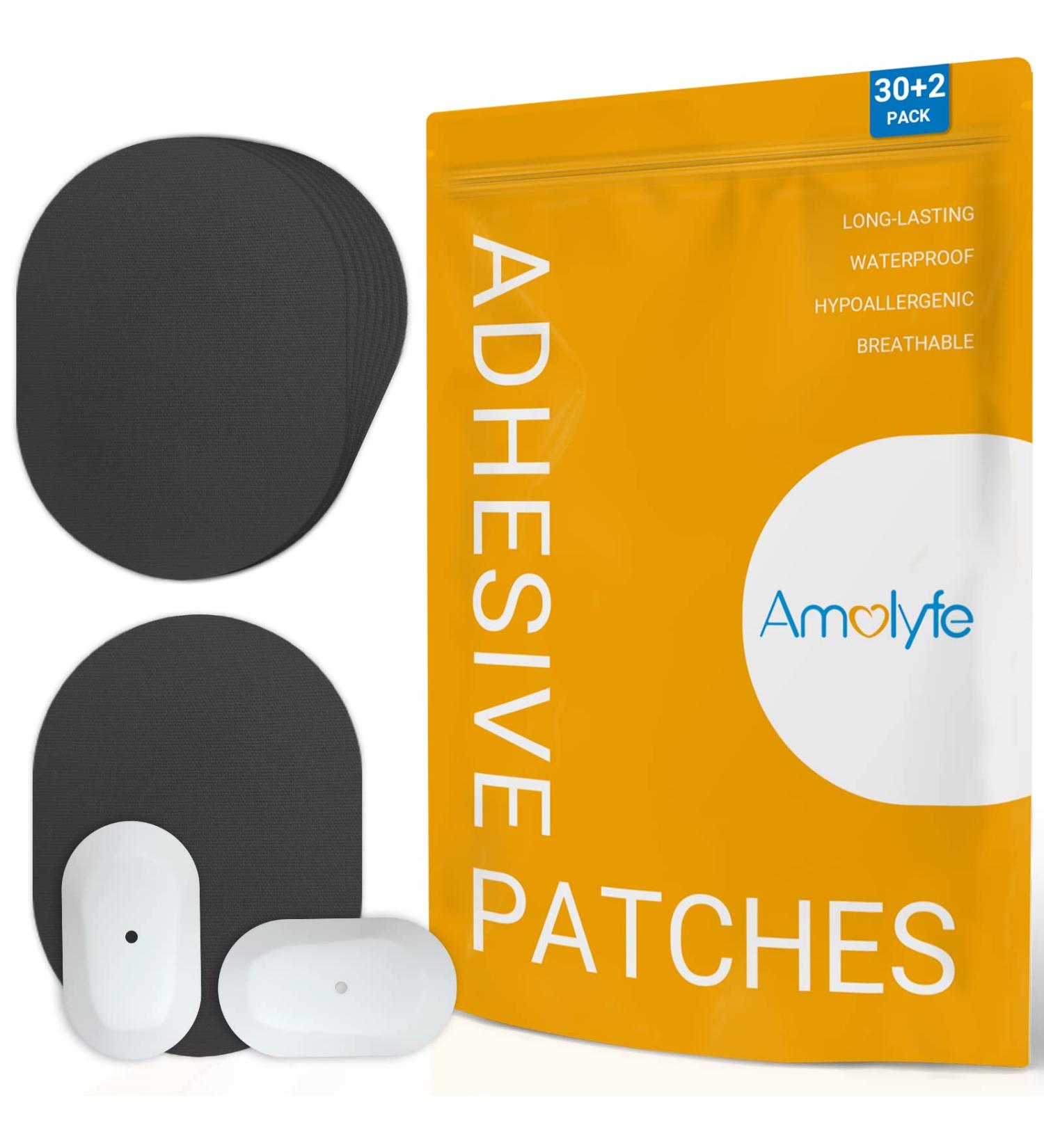 Amolyfe Waterproof Dexcom G6 Adhesive Patches 30 Pack - Long-Lasting Sensor Covers with Reusable Cap, Bump-Proof & Medical Grade Adhesive - BLK - Buy Online on GoSupps.com