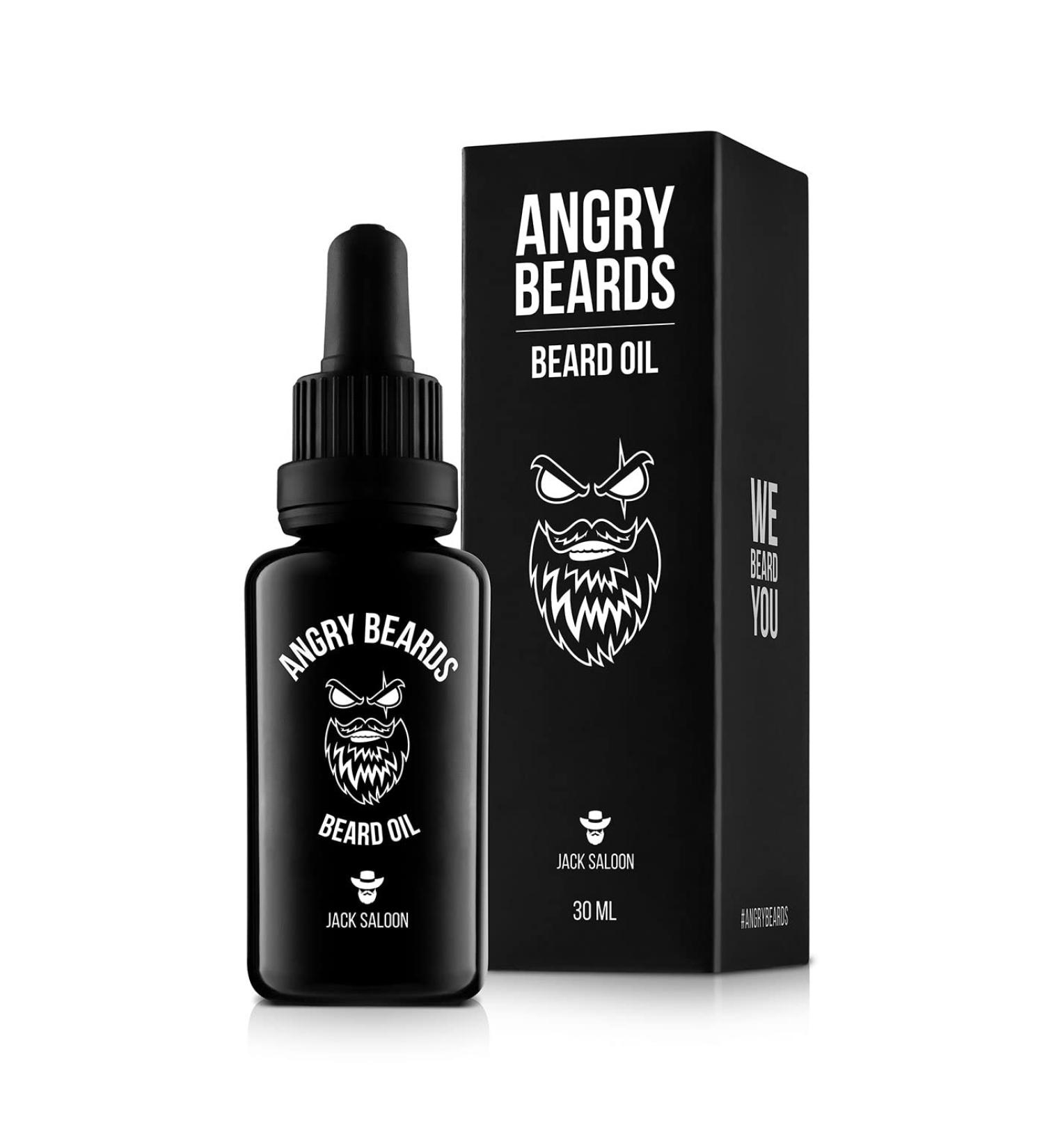 Angry Beards Jack Saloon Bart l 30ml - Premium Daily Beard & Mustache Oil with Unique Musk Fragrance | Fast-Absorbing & Non-Greasy Care - Buy Online on GoSupps.com