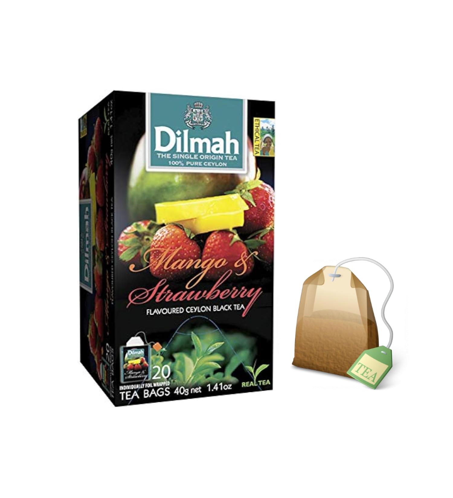  Dilmah Dilmah | Mango and Strawberry Black Tea | Ceylon Black Tea with Tropical Fruit Flavors - 1 x 20 Tea Bags (40g) - Buy Online on GoSupps.com