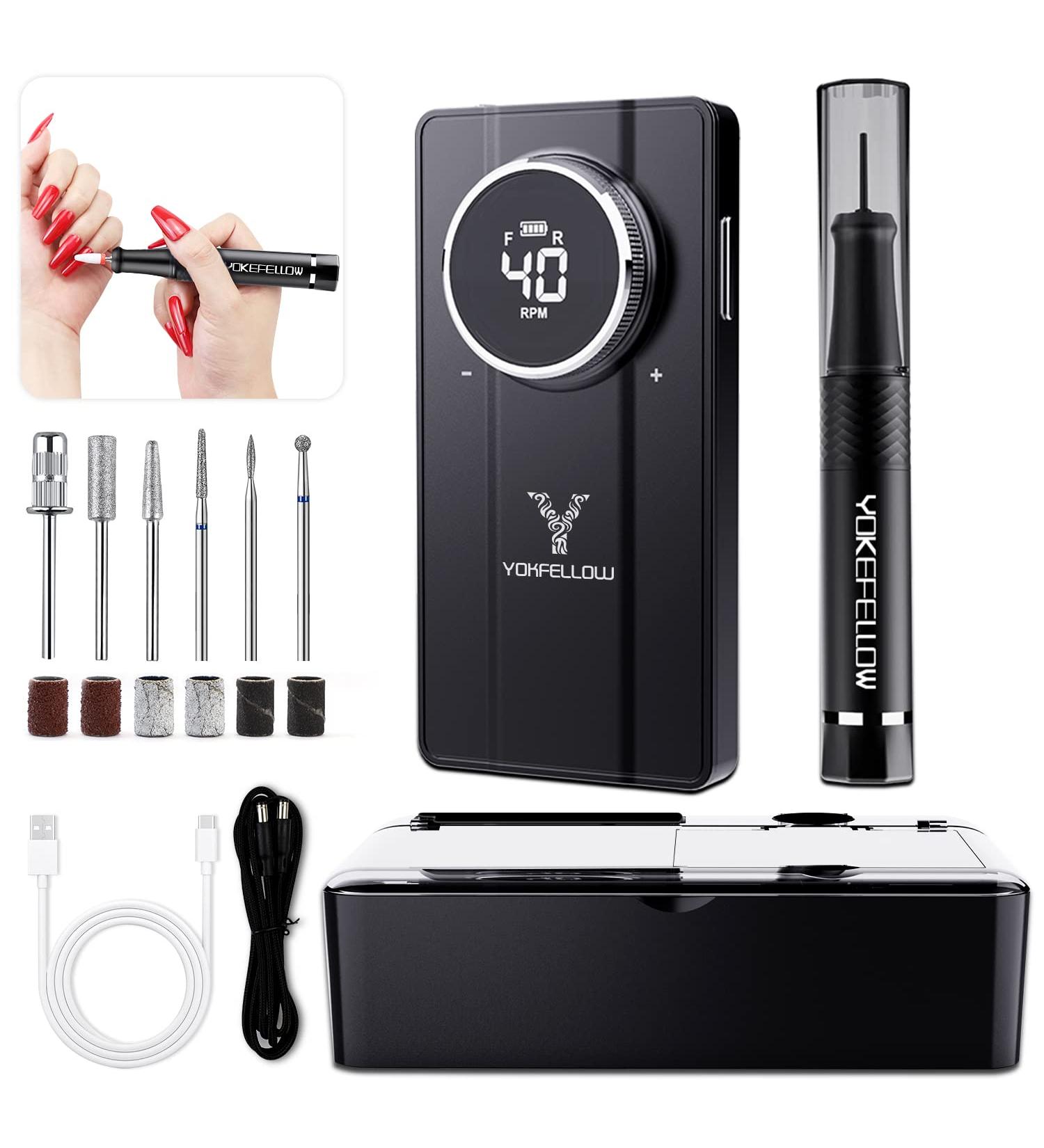 Professional Portable 40000RPM Nail Drill Machine for Acrylic Nails Black - Buy Online on GoSupps.com