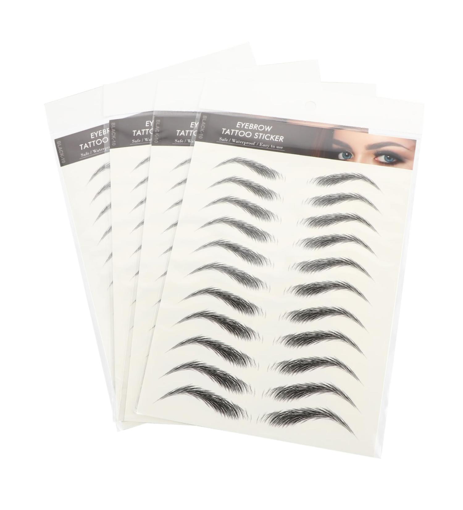 PLAFOPE 4 Sheets Waterproof Eyebrow Stickers Eyebrow Tattoos Stickers 6d Hair-like Eyebrows Stickers Tool 4d 21x14.8cm Black - Buy Online on GoSupps.com