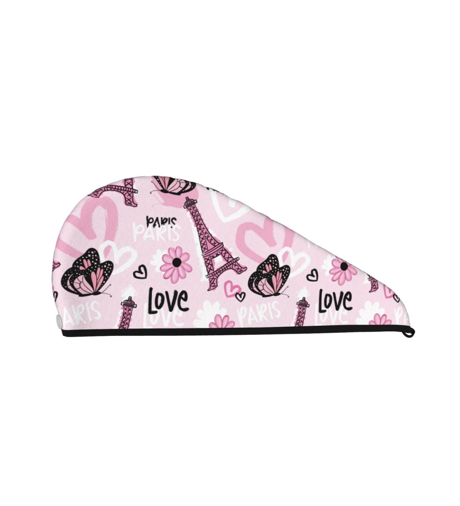 Super Absorbent Eiffel Tower & Butterflies Microfiber Hair Towel Wrap - Quick Dry Coral Velvet for Long Curly & Thick Hair - Buy Online on GoSupps.com