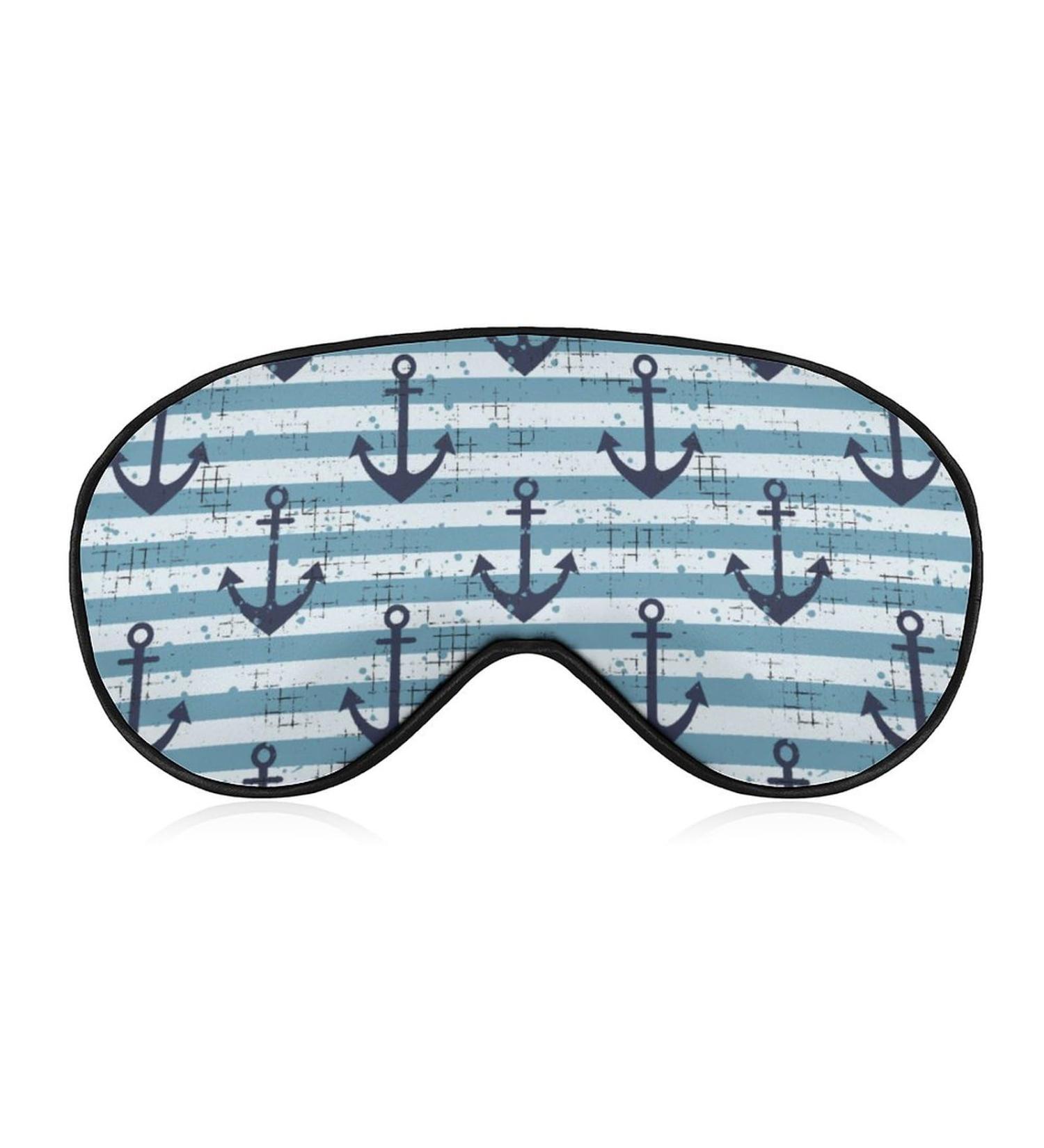 Blue Striped Boat Anchor Sleep Mask | Adjustable Eye Cover for Yoga, Travel, and Nap - Buy Online on GoSupps.com