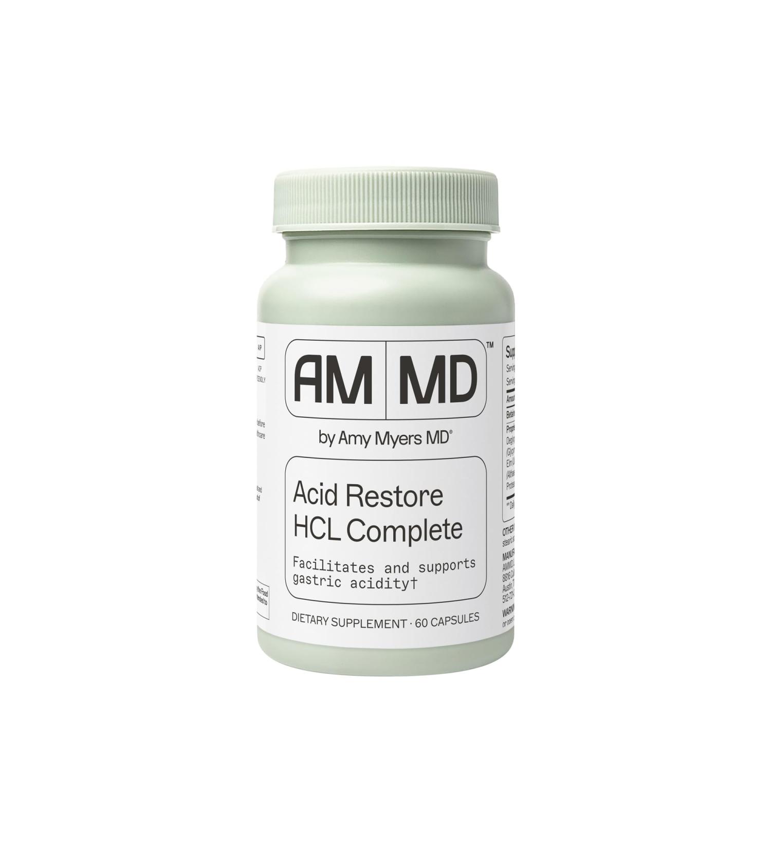 Amy Myers MD Acid Restore with Betaine & HCL - Supplement for Digestive & Gut Health Support - with Slippery Elm Bark - Non-GMO Gluten-Free & Non-Dairy - 60 Capsules (60 Servings) 60 Count (Pack of 1) - Buy Online on GoSupps.com