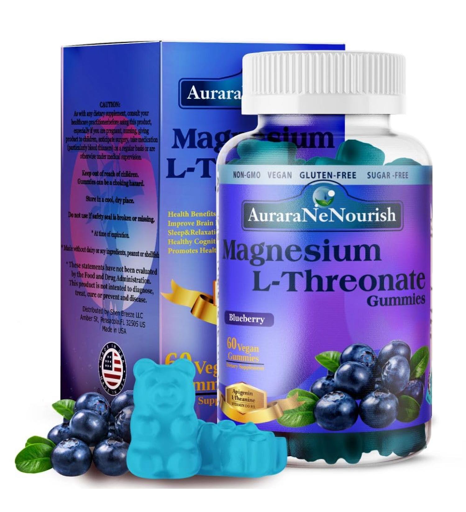 Magnesium L-Threonate Gummies w. Apigenin L-Theanine, Advanced 11-in-1 Magnesium Supplements w. Vitamin D3 K2 B6 for Sleep Cognitive Brain & Relax, High Absortption Magnesium Gummies for Adults & Kids - Buy Online on GoSupps.com
