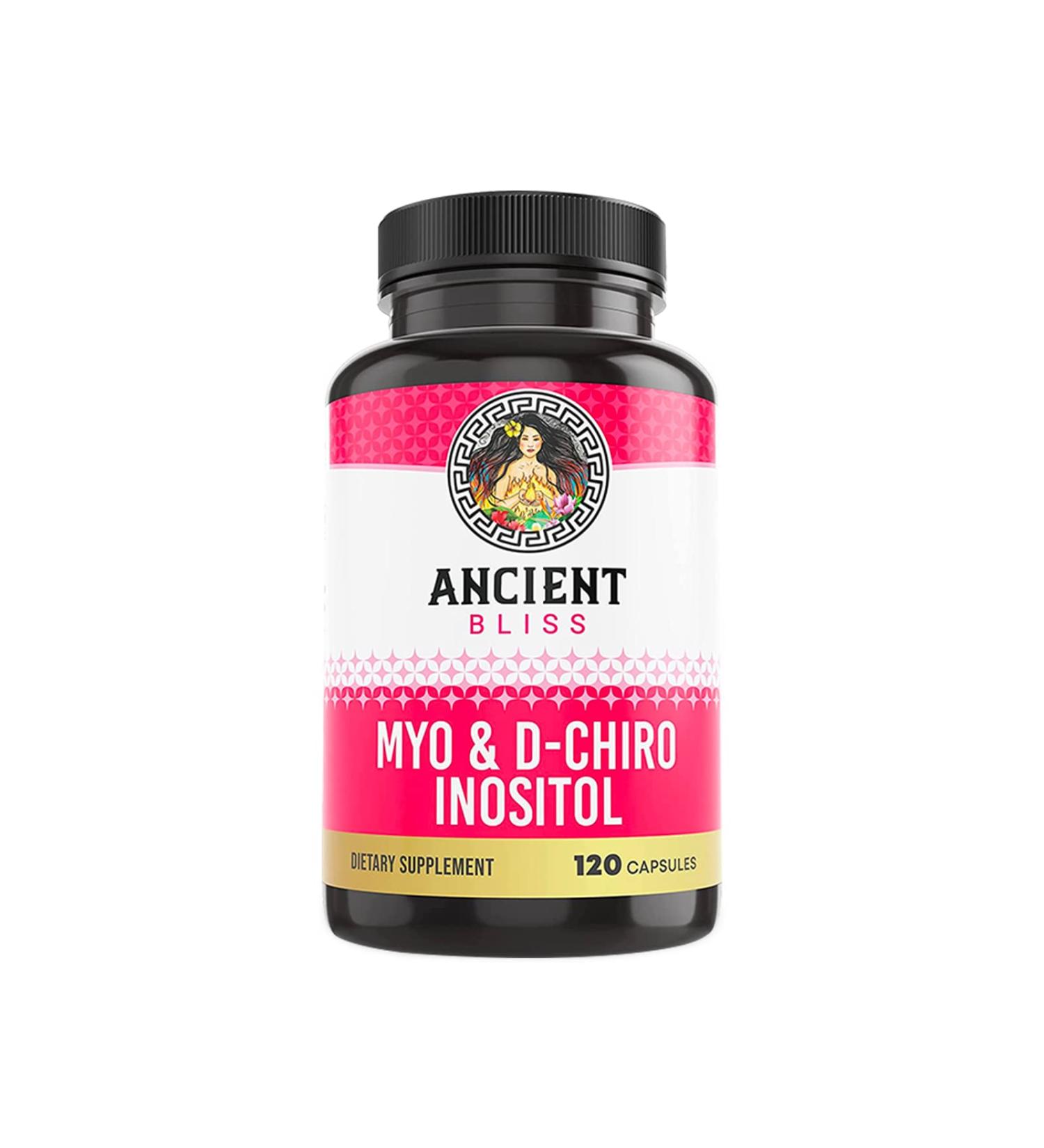 Ancient Bliss Myo & D-Chiro Inositol Supplement 40:1 Ratio - Ovarian Support & Menstrual Cycle Regulation - 2050mg, 120 Vegan Capsules - Buy Online on GoSupps.com