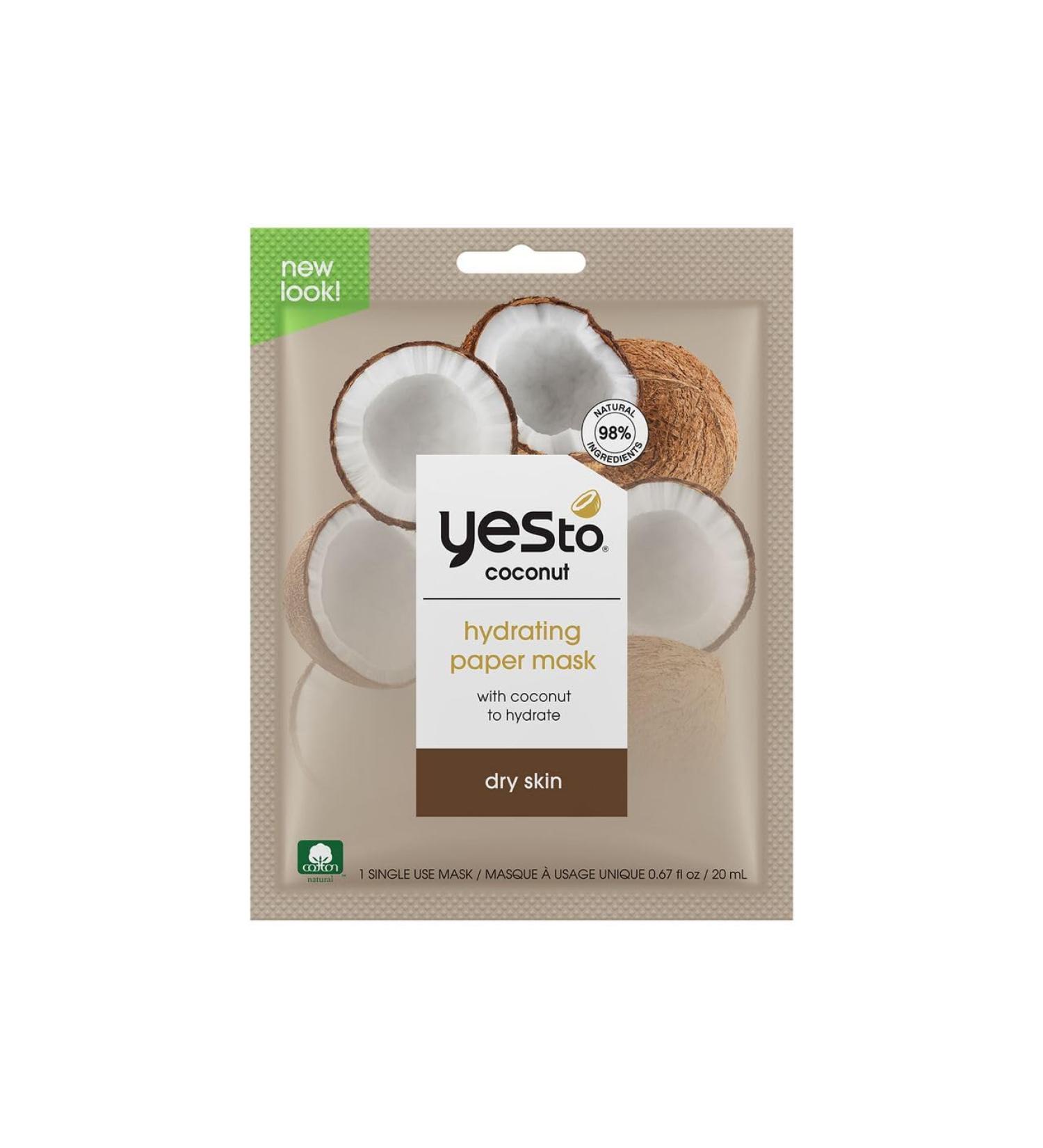 Yes To Coconut Hydrating Paper Mask - Hydrate Dry Skin for Men Women & Teens | Paraben-Free 3 Pack - Buy Online on GoSupps.com