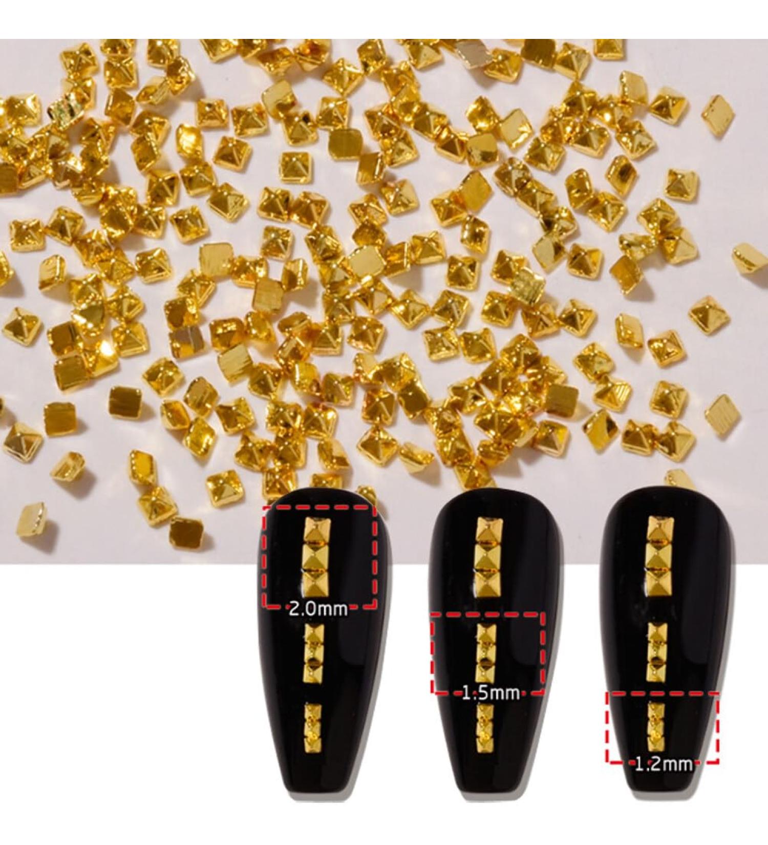 600Pcs Nail Art Punk Metalic Spike Studs Metallic Nail Art Punk Studs Rivets Manicure Gold Square Spike Studs Manicure Tips Nail Art Charms Nail Art Decoration Accessory-Solid - Buy Online on GoSupps.com