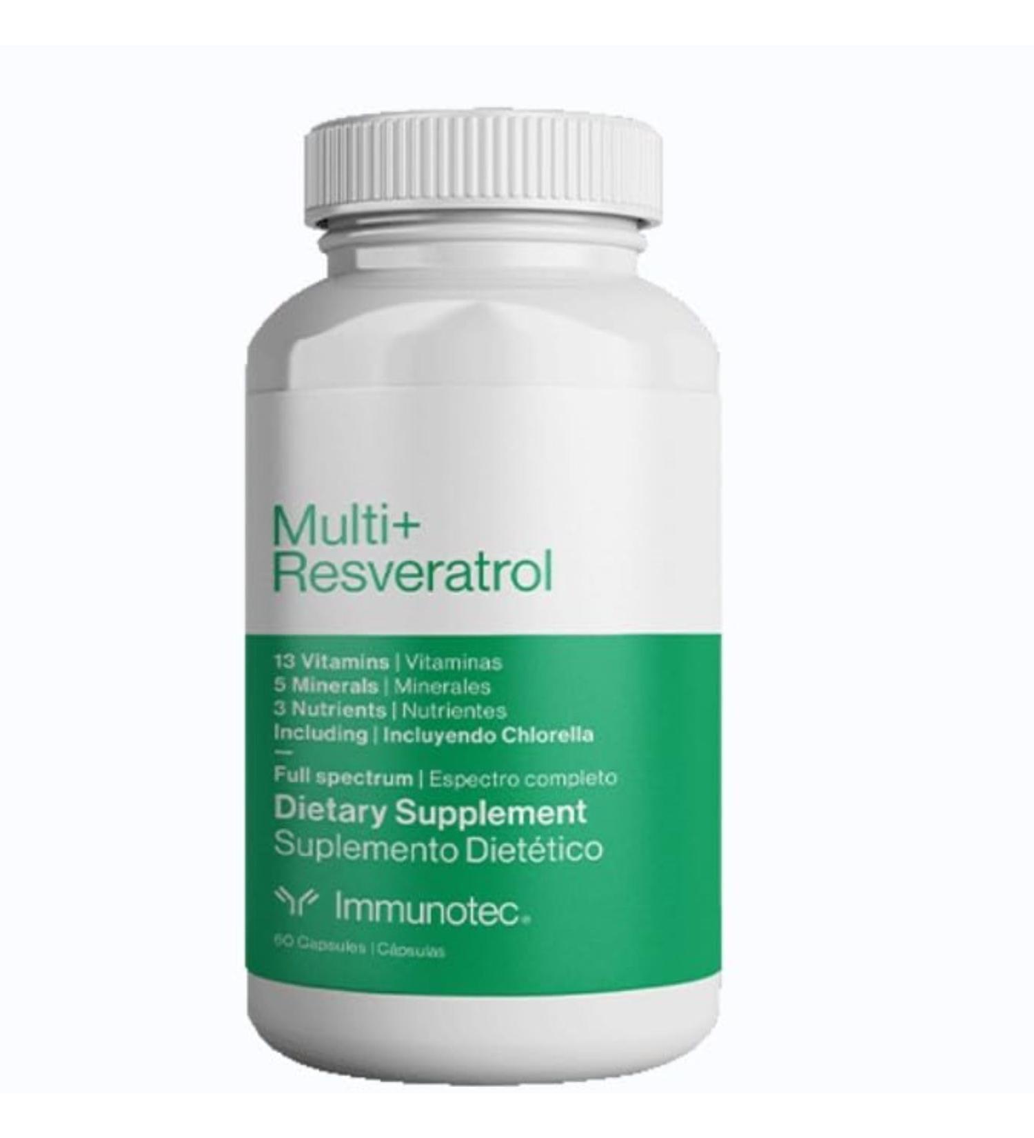 Immunotec - Multi+ Resveratrol - Full Spectrum Dietary Supplement - 13 Vitamins 5 Minerals 3 Nutrients with Chlorella - Buy Online on GoSupps.com