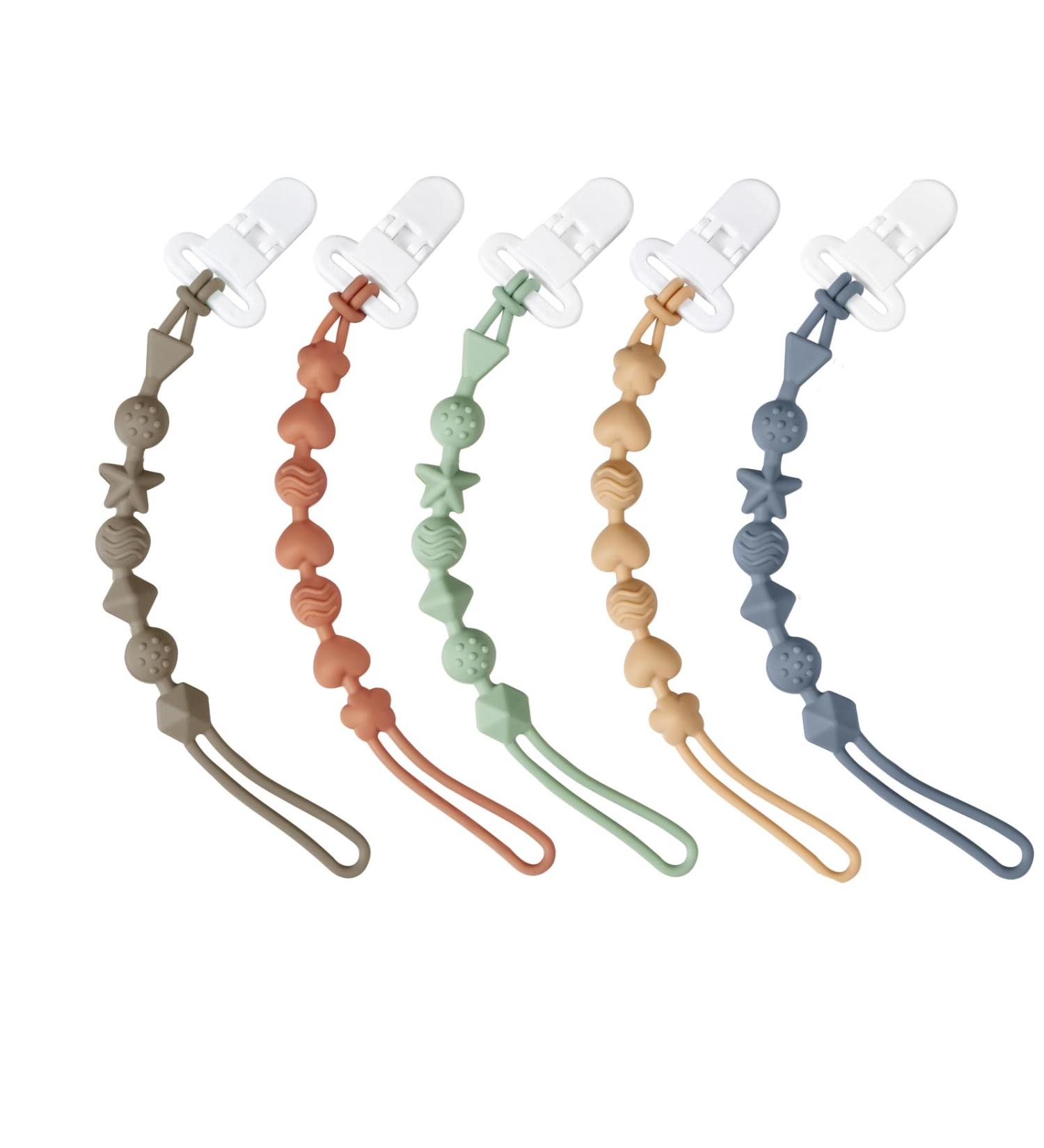 Pandaear 5 Pack Baby Pacifier Chain - Silicone Universal Holder for Boys & Girls - Continuous Design Toy Pacifier Band - Buy Online on GoSupps.com