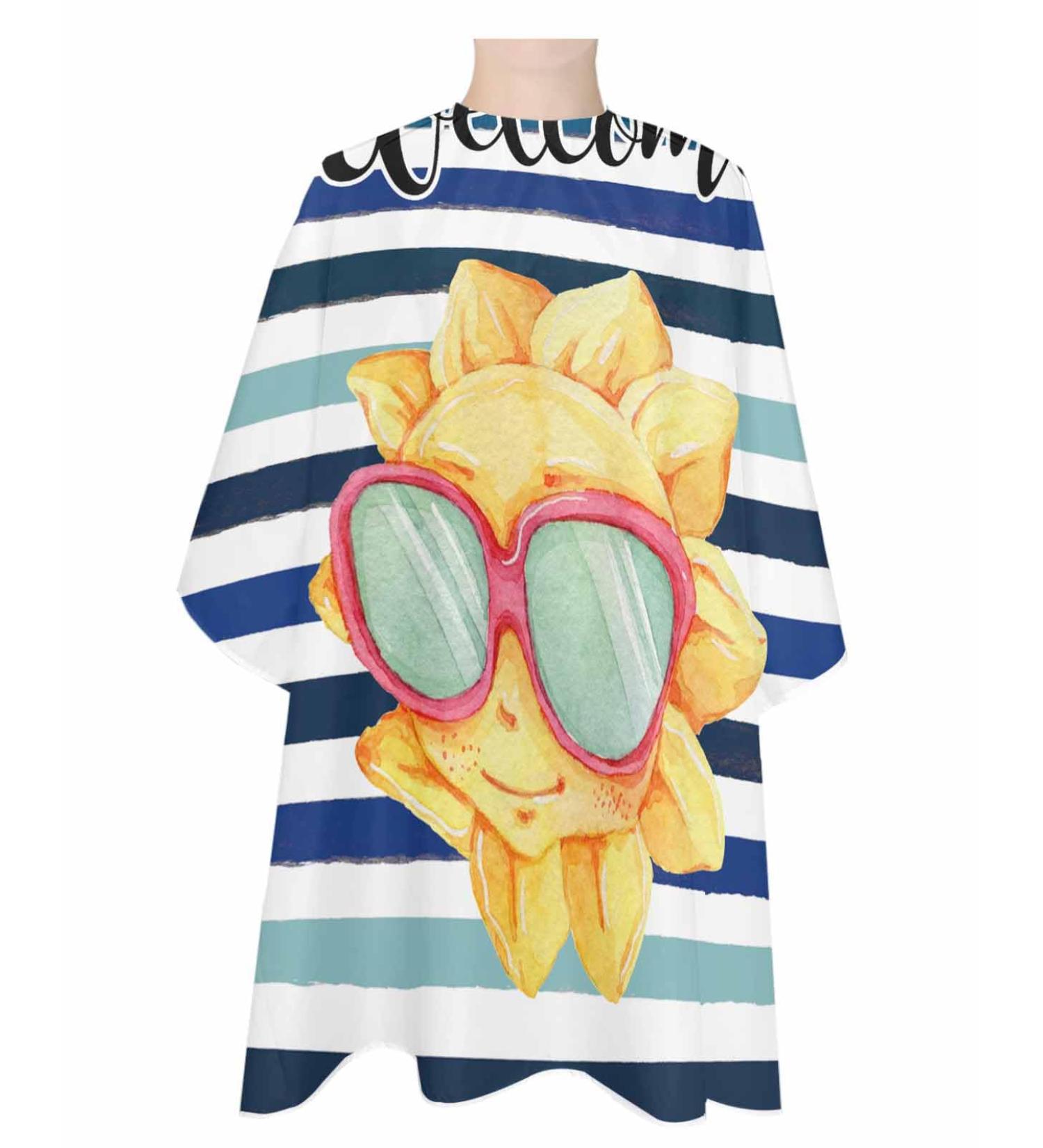 Summer Sunflower Barber Cape - Adjustable Hair Cutting Cape for Women Men & Kids | Fun Geometric Navy Blue Salon Gown - Buy Online on GoSupps.com