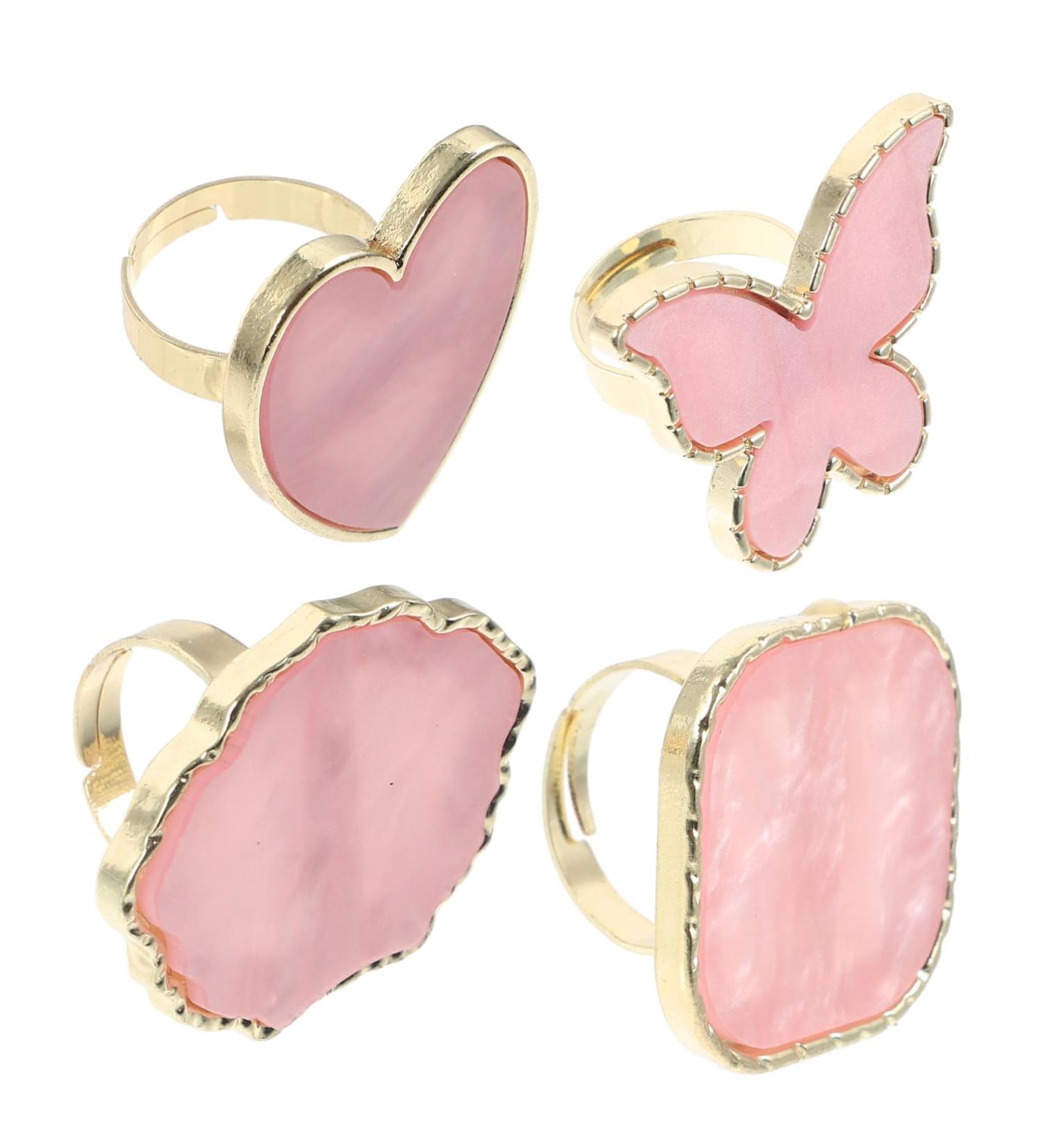 4pcs Japanese Imitation Shell Ring Tool - Nail Art Mixing Trays & Color Plates for Manicure - Zinc Alloy Heart Palette - Buy Online on GoSupps.com