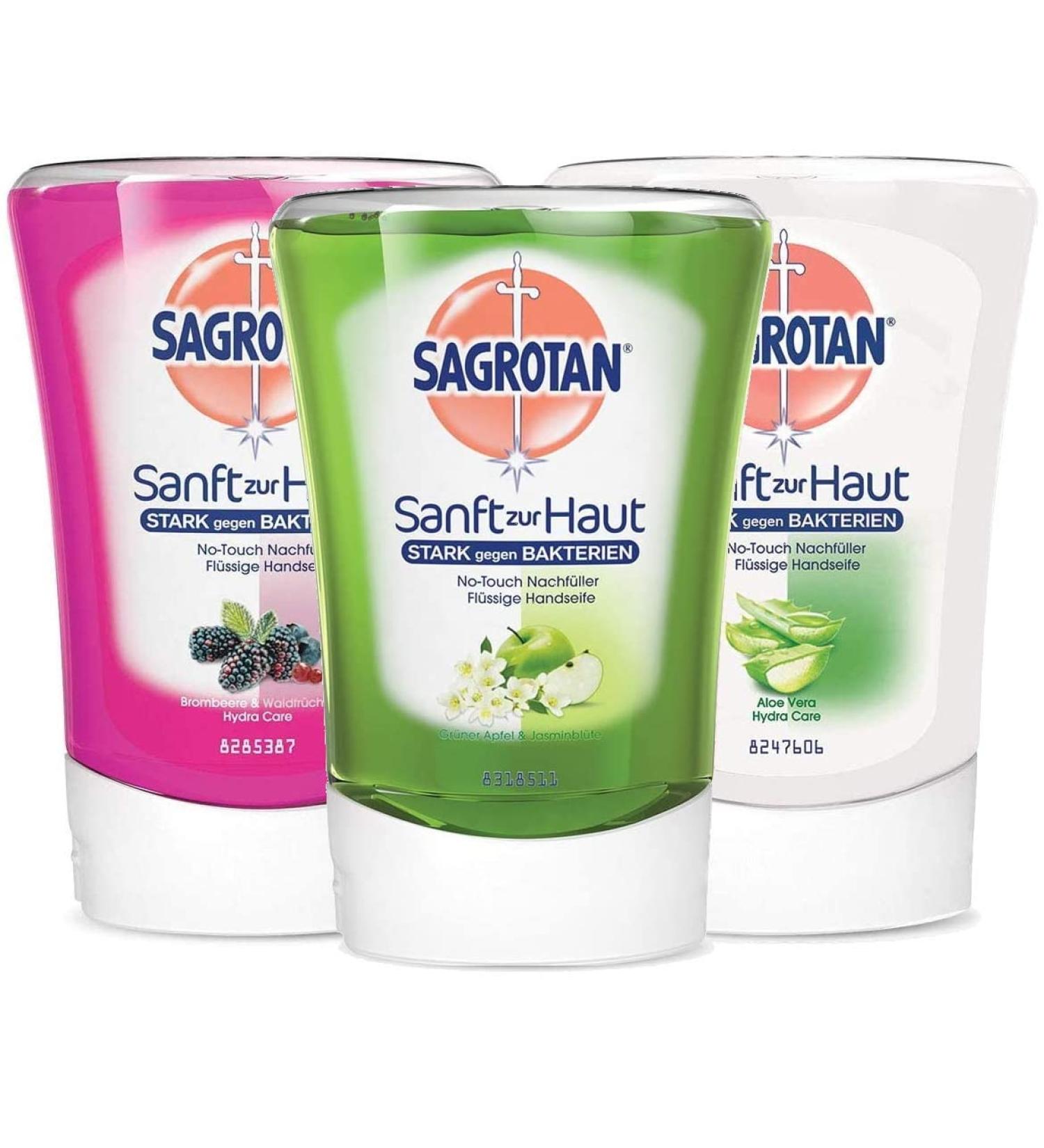 Sagrotan NoTouch Refill Pack - 3 Varieties (Aloe Vera Apple & Jasmine Blackberry) - 250ml Pack of 3 | International Shipping Available - Buy Online on GoSupps.com