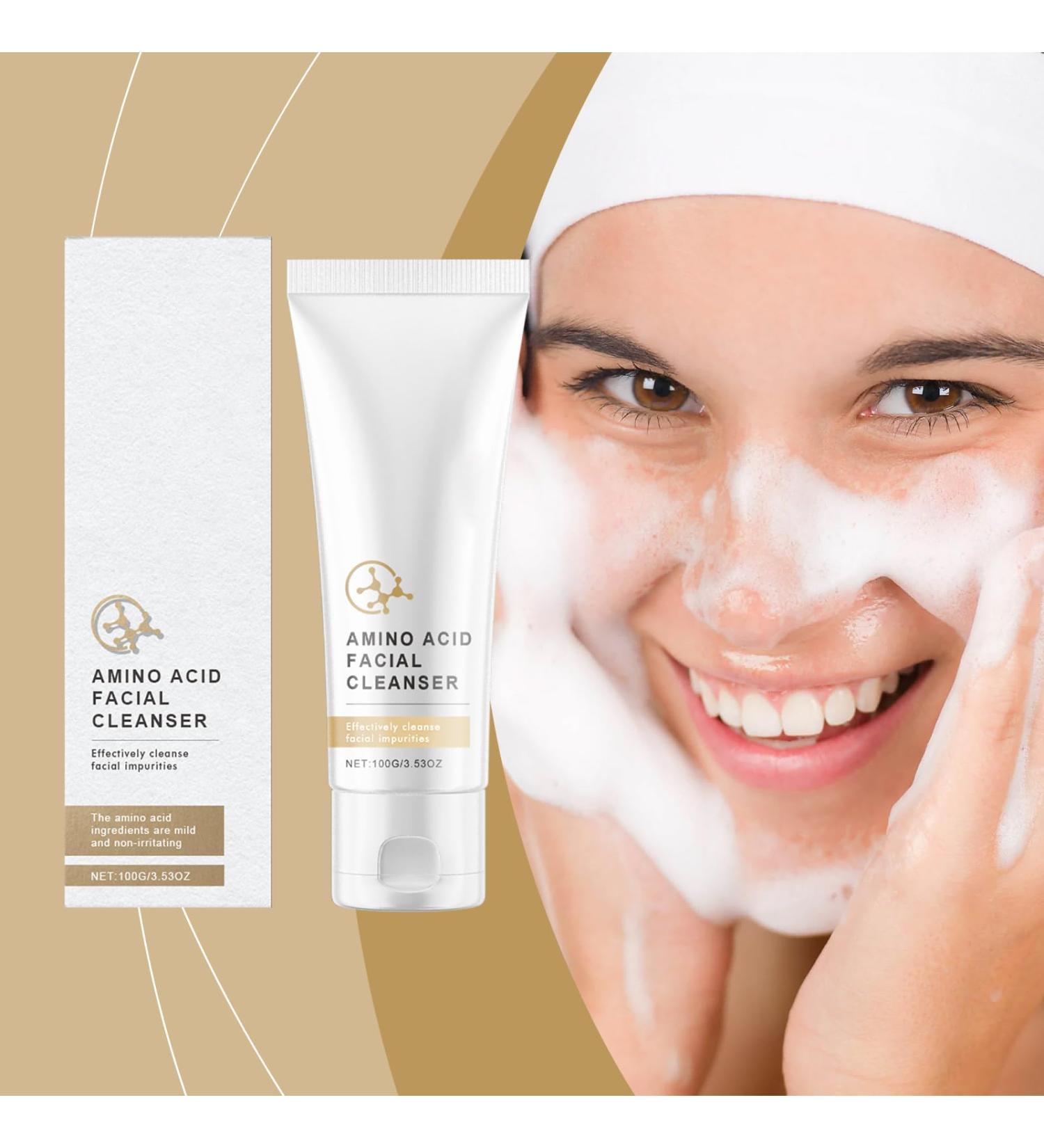 Amino Acid Face Wash Gentle Facial Cleanser for Sensitive Skin: Nourishing and Pore-Tightening Formula for Balanced Skin 3.53 oz White - Buy Online on GoSupps.com