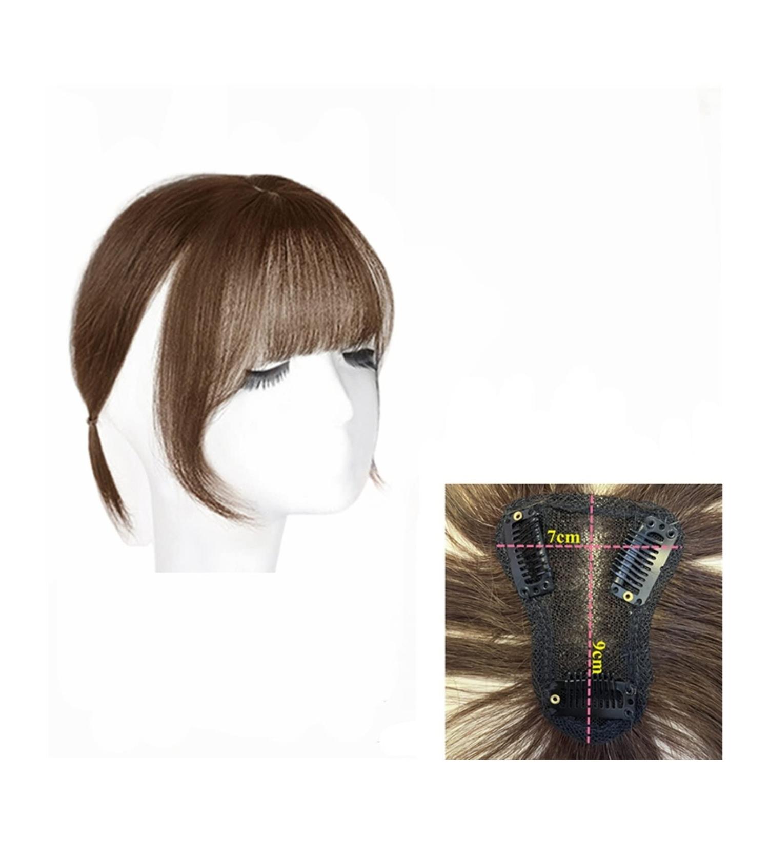 Bangs Hair Clip Clip in Bangs Transparent Swiss Lace Human Hair Bangs Clip In Fringe Hairpieces Extension For Women Breathable Remy Hair Bangs Bangs Clip in Hair (Color : 7x9 Brown) - Buy Online on GoSupps.com