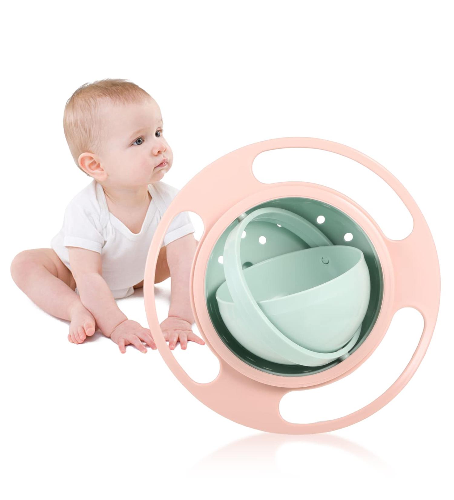 Universal Gyro Bowl - Leak-Proof 360 Rotating Magic Bowl for Toddlers - Spout-Proof & Fun Light Pink Design - Buy Online on GoSupps.com
