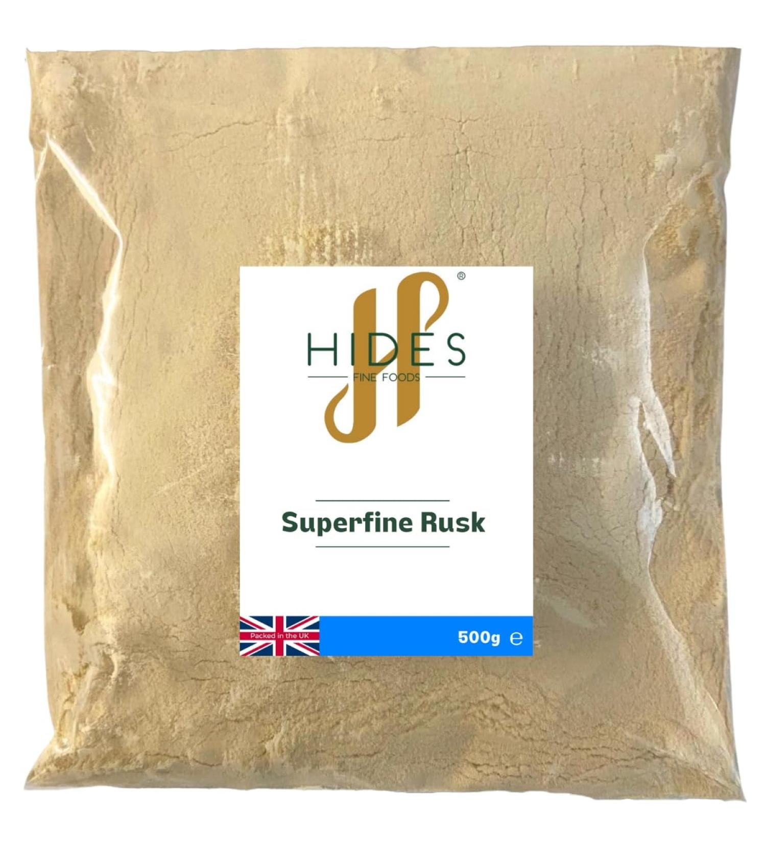 Hides Fine Foods - Superfine Rusk 500g - GMO Free - Suitable for Vegetarians - Sausage Production - Burger Production - Stuffing Mixes - BBQ - Bread Making - Buy Online on GoSupps.com