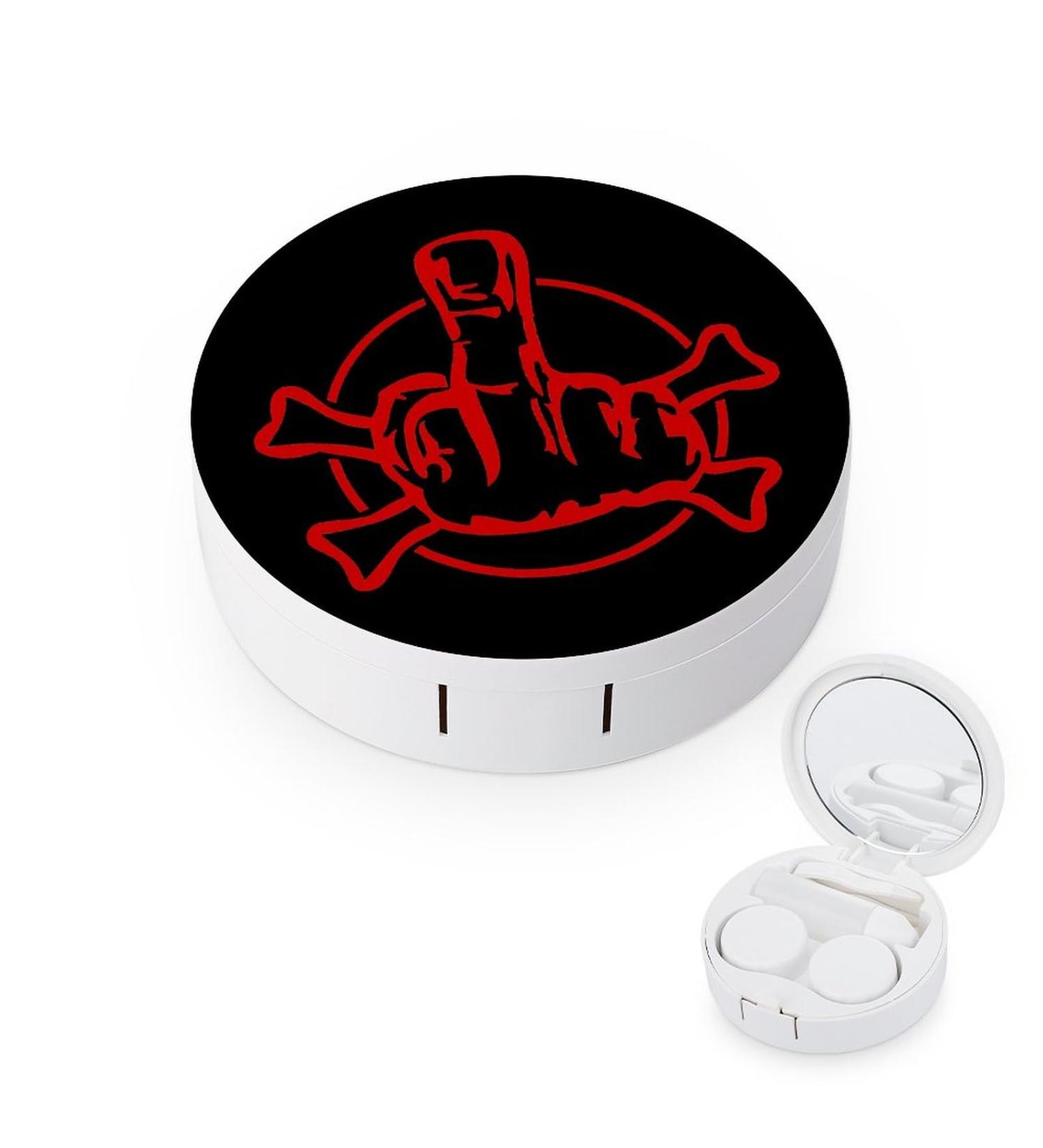 Buy Fuck Gestures Crossed Bones Contact Lens Case - Portable Travel Lens Box with Mirror | International Shipping Available - Buy Online on GoSupps.com