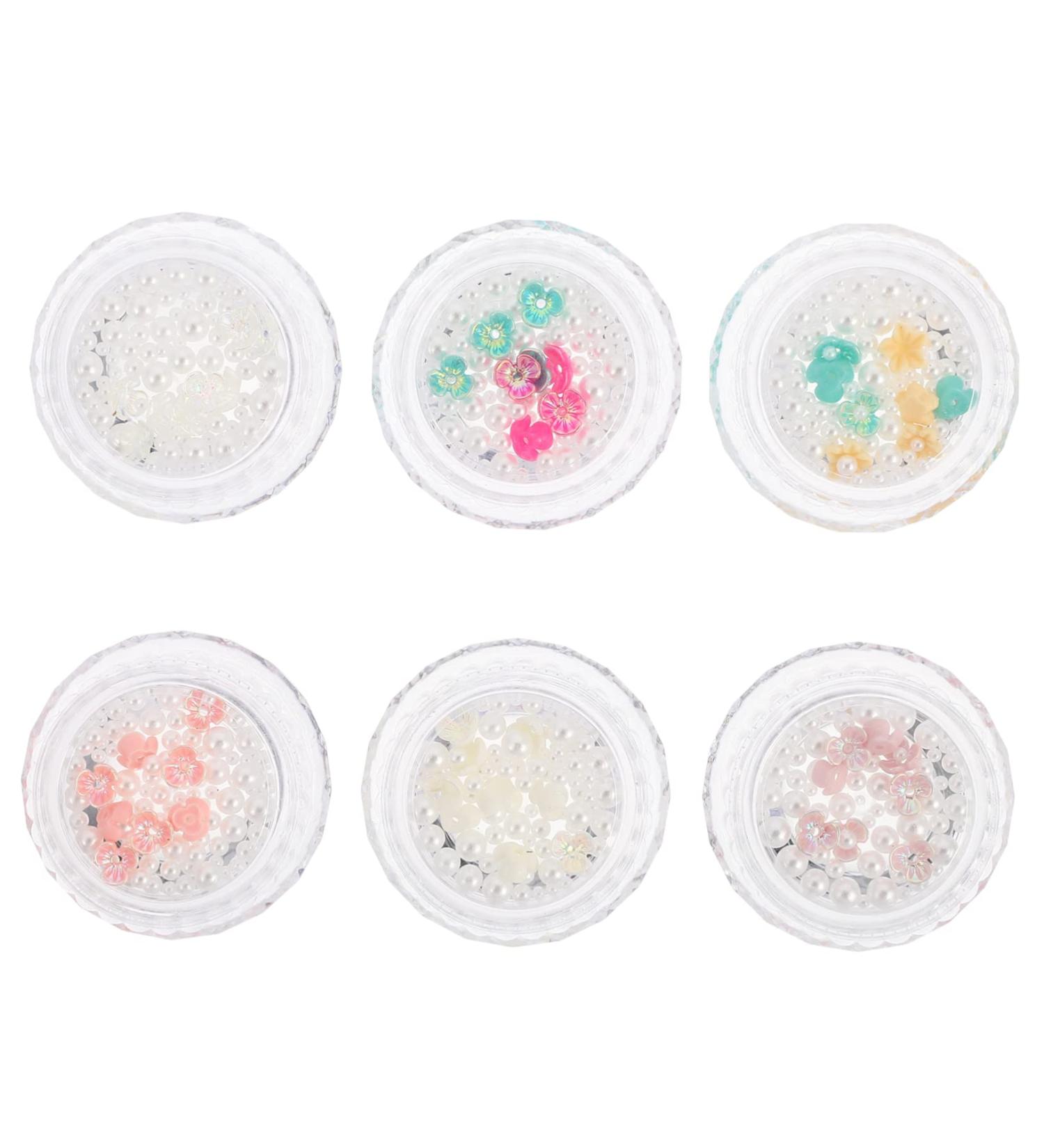 6 Boxes Nail Art Accessories Nail Stickers Nail Salon Supplies Gemstones for Nails Pearls Nail Art Nail Pearls Decor Diy Manicure Flower Charms Plastic Flower Delicate False Nails 4.5X4.5X1.5cm As Shown 05 - Buy Online on GoSupps.com