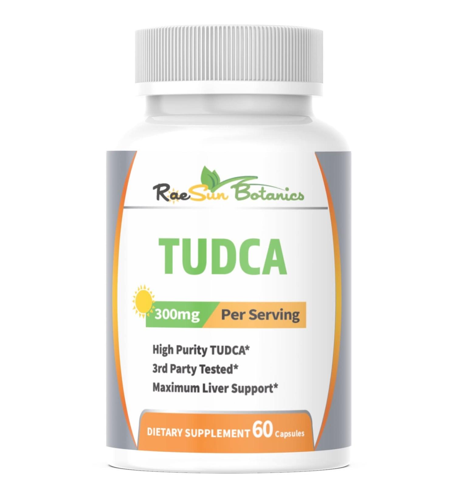 RaeSun Botanics TUDCA (Tauroursodeoxycholic Acid) 60 Capsules 300mg Serving Premium Quality 3rd Party Tested Maximum Liver Support - Buy Online on GoSupps.com