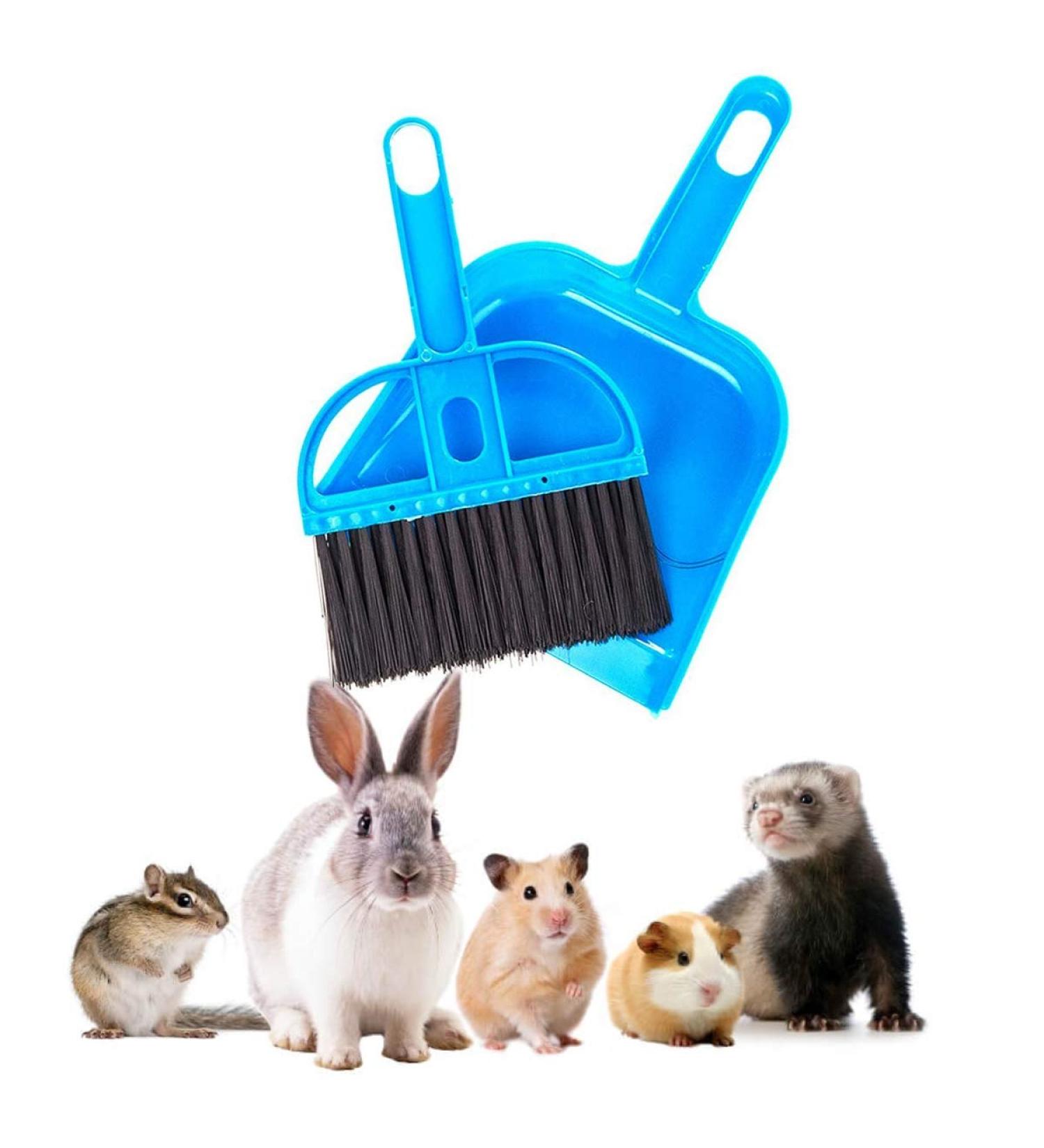 Mini Broom and Dustpan Cleaner for Small Pets - Ideal for Rabbit, Chinchilla, Hedgehog, Hamster - Blue - Buy Online on GoSupps.com