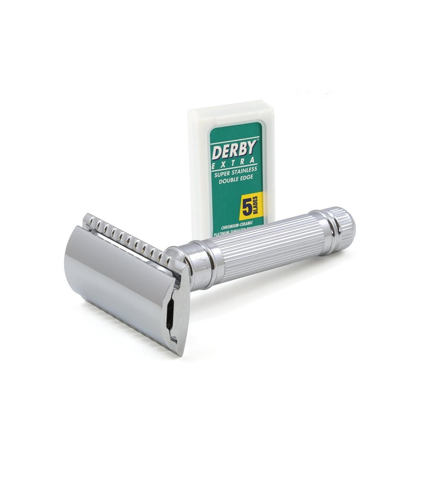 Edwin Jagger Double Edge Safety Razor - Premium Stainless Steel Shaving Tool - Buy Online on GoSupps.com