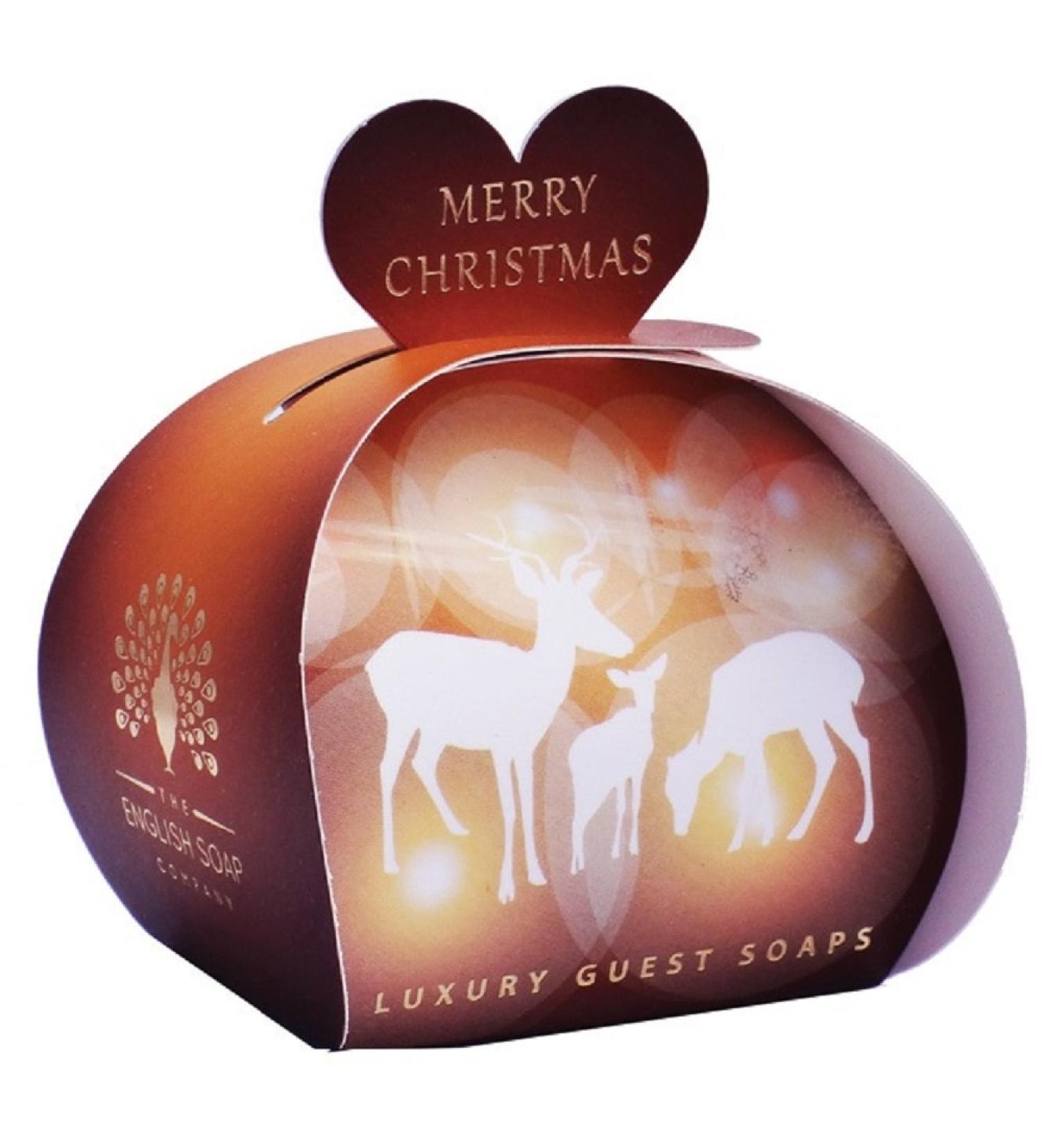 The English Soap Company Luxury Christmas Heart Shaped Guest Soaps Reindeer 3x20g