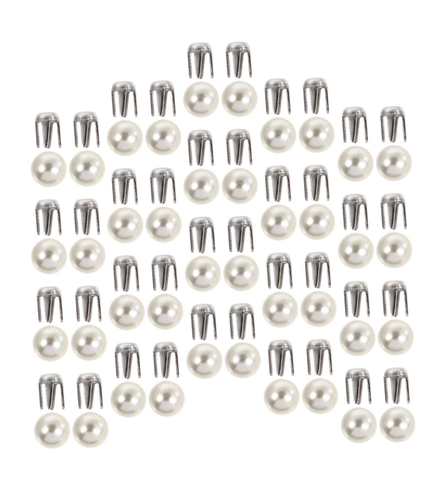 Hohopeti 150 Sets Pearl Claw Nails Faux Pearls Rivets Pearl Snap Decorative Rivets Jeans Crafting Supplies 1.2 White - Buy Online on GoSupps.com