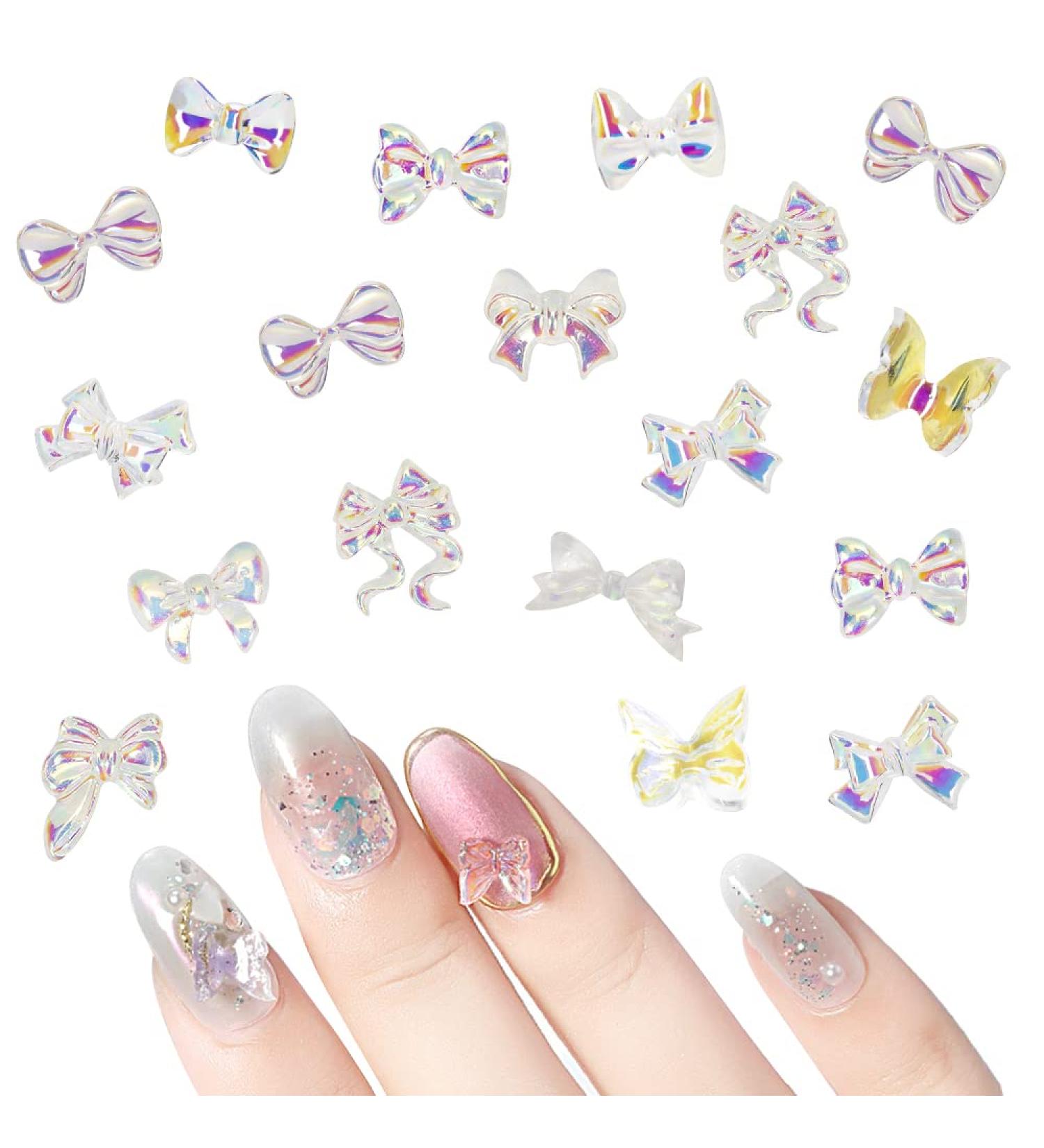 Ownsig 102pcs Resin Butterfly Bow Nail Charms - DIY Colorful 3D Nail Art Designs - 13 Styles Flatback Bow Nails Jewelry - Bows Only - Buy Online on GoSupps.com