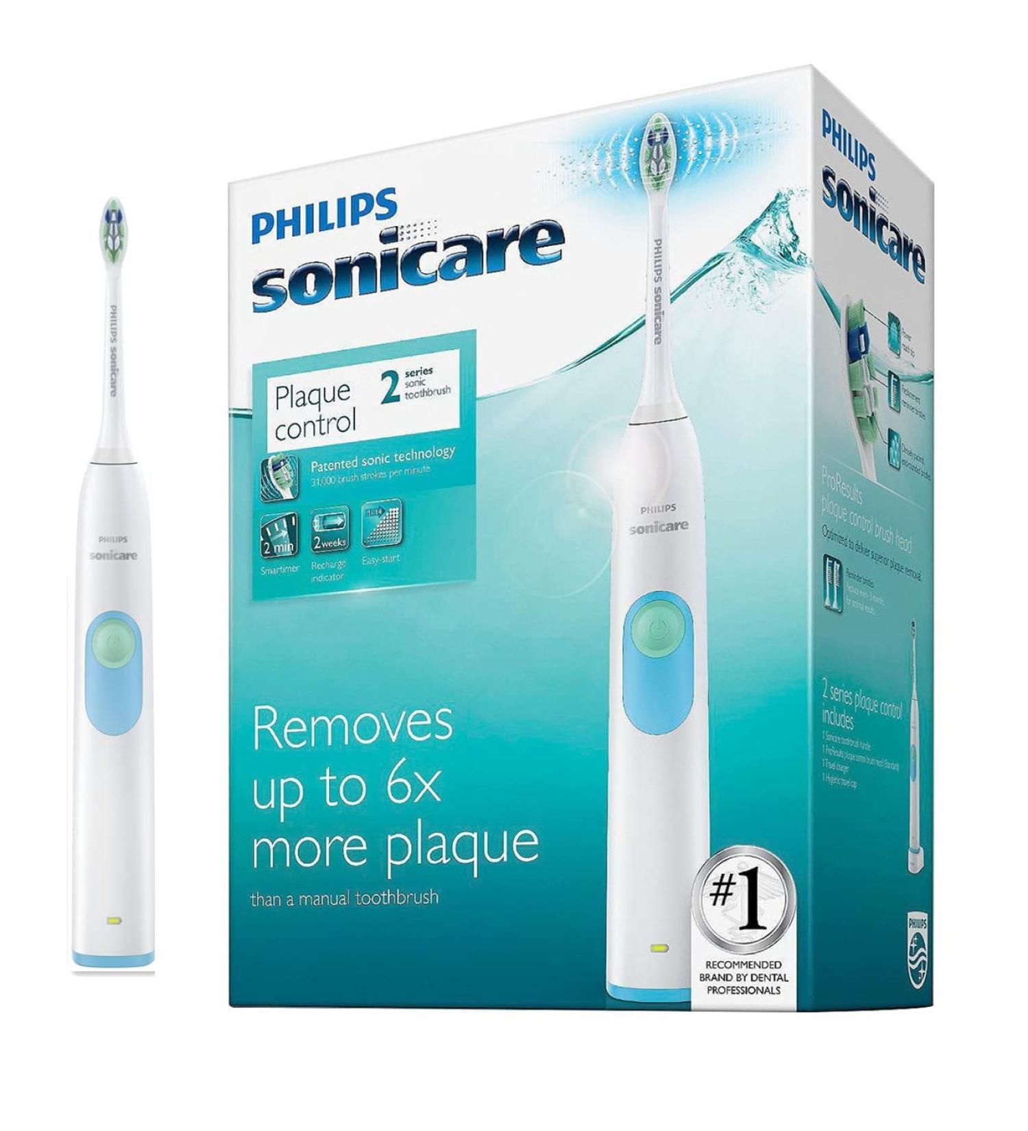 PHILIPS Sonicare 2 Series Plaque Control White Rechargeable Electric Toothbrush  BROAGE Black Cleaning Cloth