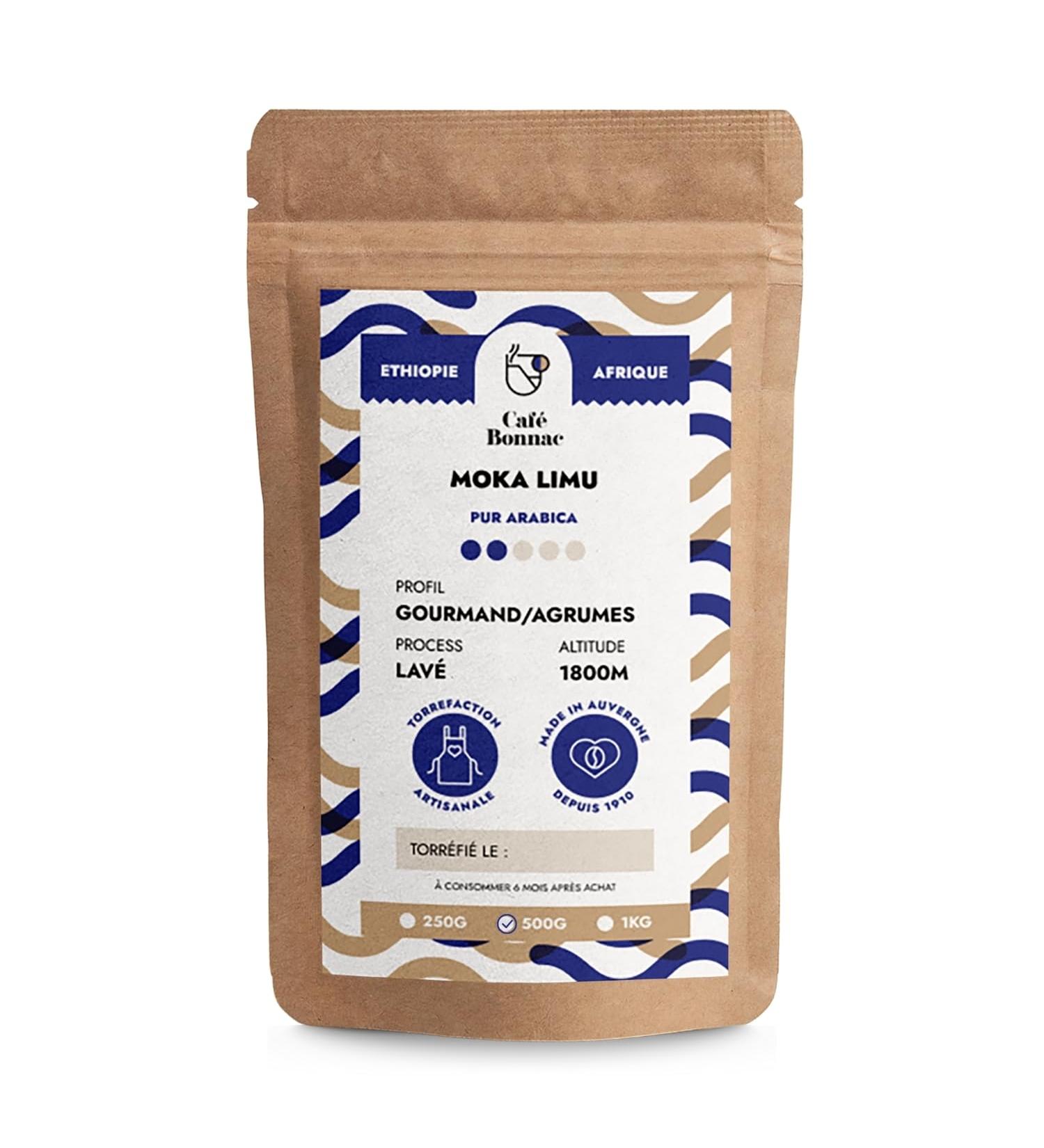 Caf Bonnac Caf En Grain Moka thiopie Limu 500gr | 100% Arabica De Sp cialit | Notes pic es Et Suaves | Torr faction Artisanale Fran aise | Id al Machine Cafe Grain 1 500 g (Lot de 1) - Buy Online on GoSupps.com