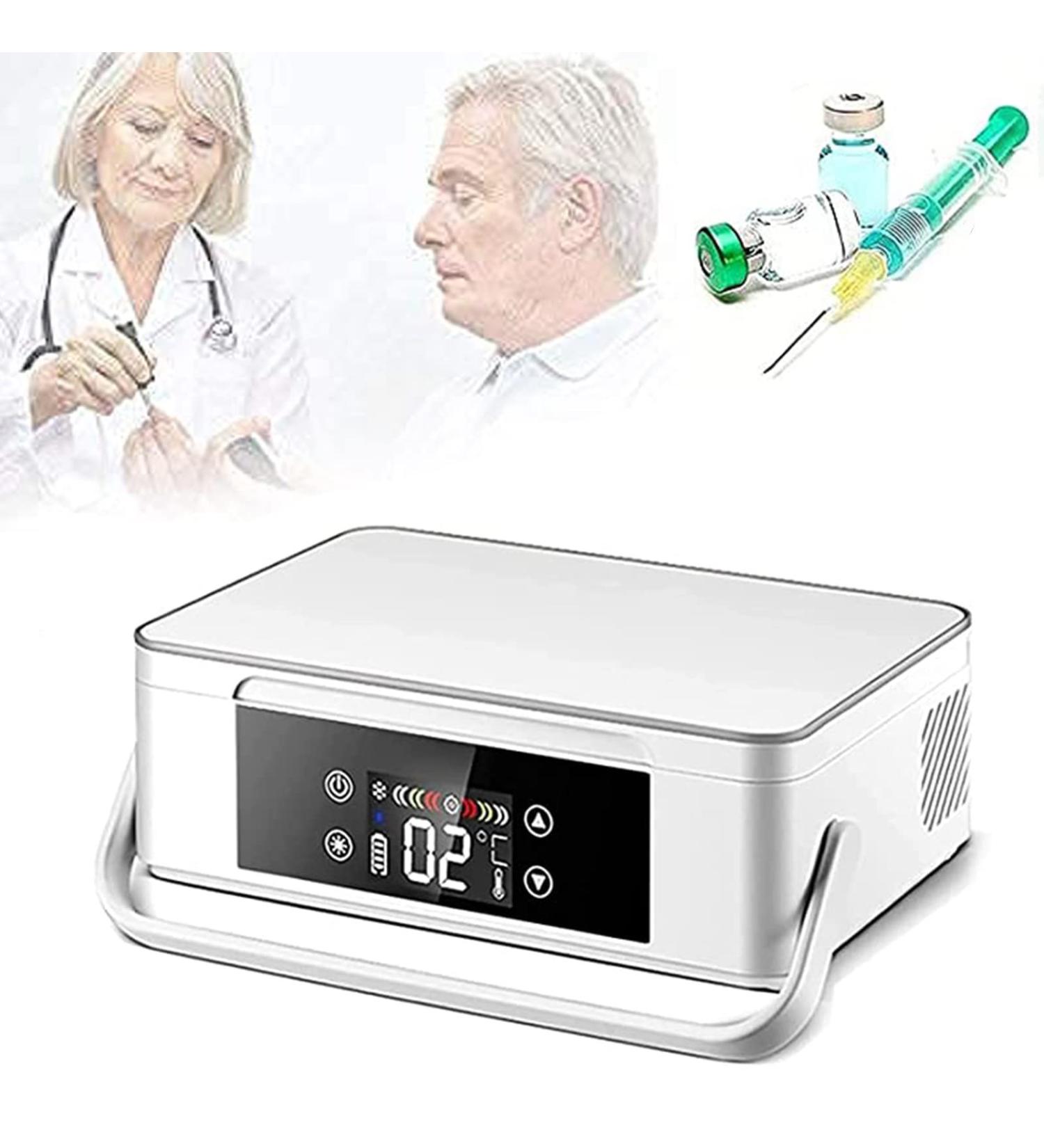 Insulin Cooler Portable Insulin Cooler Case Mini Fridge Insulin Cooler 2 8 (Built-in One Battery) for Insulin Serum Eye Drops Storage Travel Airplane White-220V-Battery*2 Battery*2 White - Buy Online on GoSupps.com