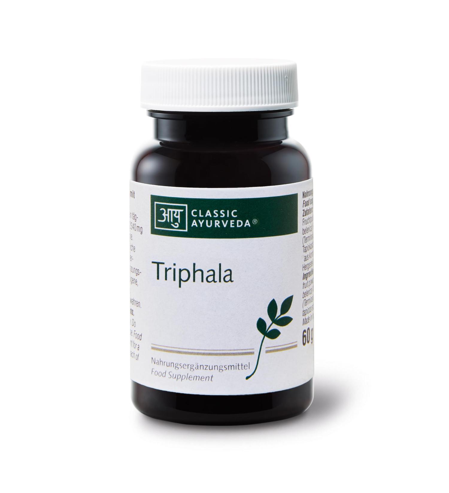 Classic Ayurveda - Triphala tablets - 60 g (approx. 150 tablets) - Dried fruits from Amla Haritaki and Bibhitaki - Ayurveda Rasayana (strengthening agents) with tannins