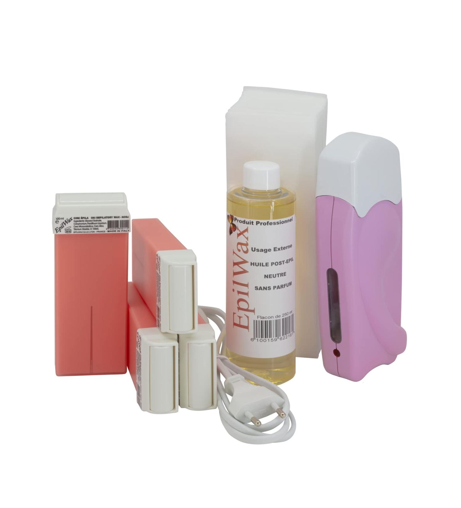 Epilwax Complete Disposable Wax Hair Removal Set - Roll-On Solo Pink 100ml Cartridge for Legs Armpits & Body - International Shipping Available - Buy Online on GoSupps.com