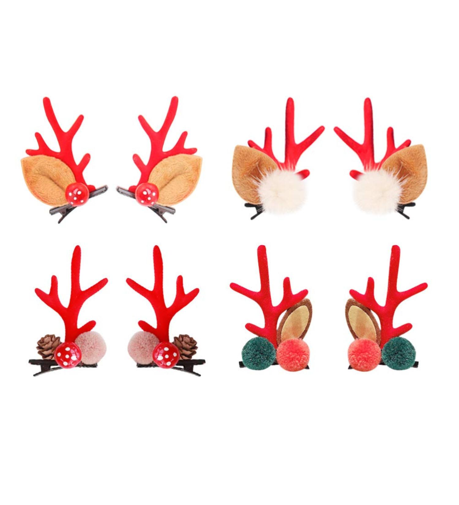FRCOLOR 4 Pairs Chirstmas Hair Clips Antler Hairpins Deer Horn Barrettes with Ear Decoration Party Headwear for Kids Children - Buy Online on GoSupps.com