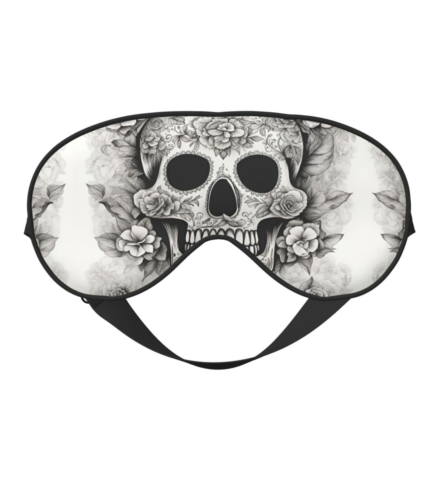 Shop Mexican Skull Print Unisex Sleeping Eye Mask | Soft Adjustable Black Face Mask for Comfortable Sleep - Buy Online on GoSupps.com
