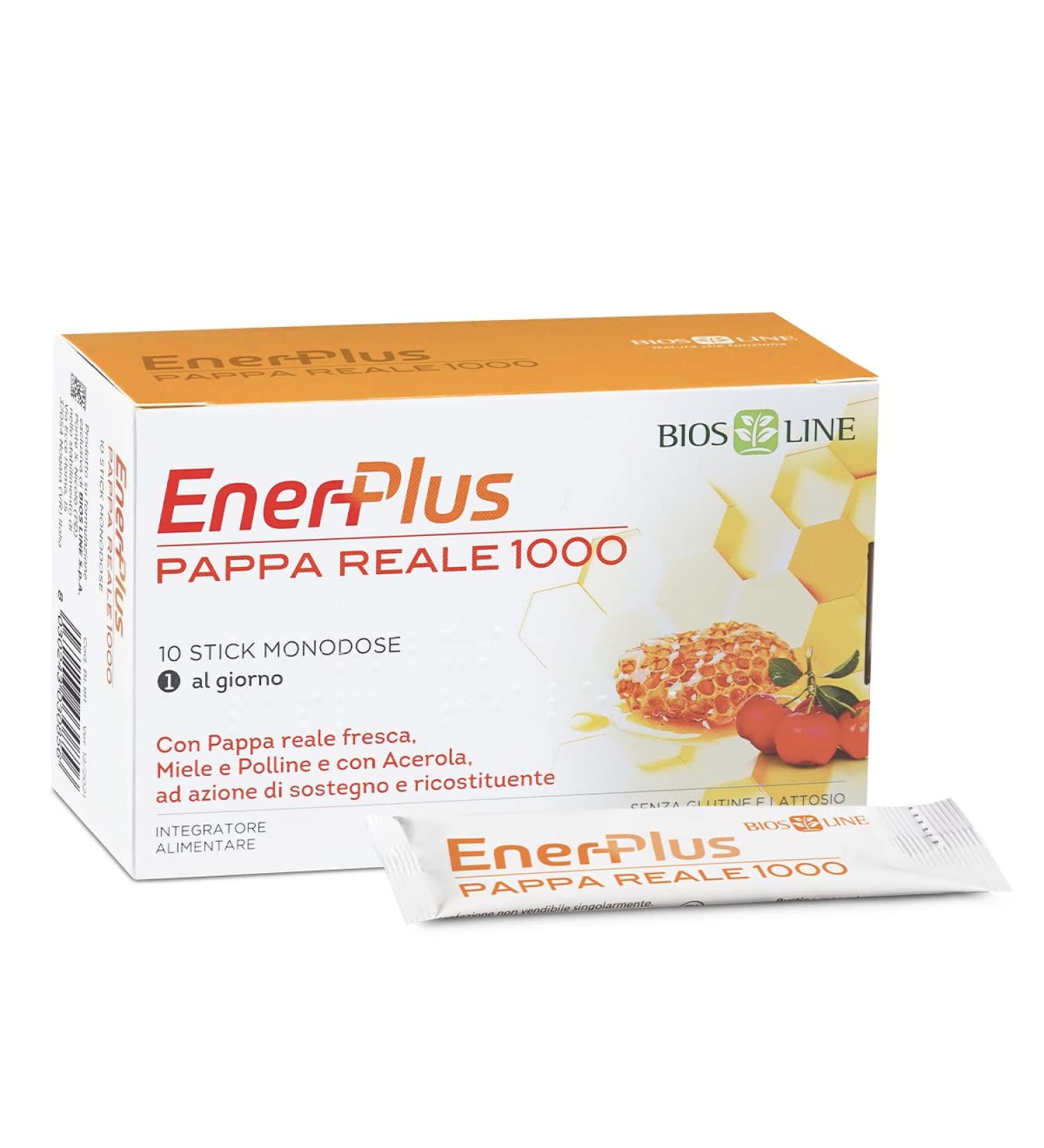  Bios Line ENERPLUS Royal Jelly 1000 Food Supplement Energy Supplement for Restorative and Supportive Action 10 sachets of 10 ml - Buy Online on GoSupps.com