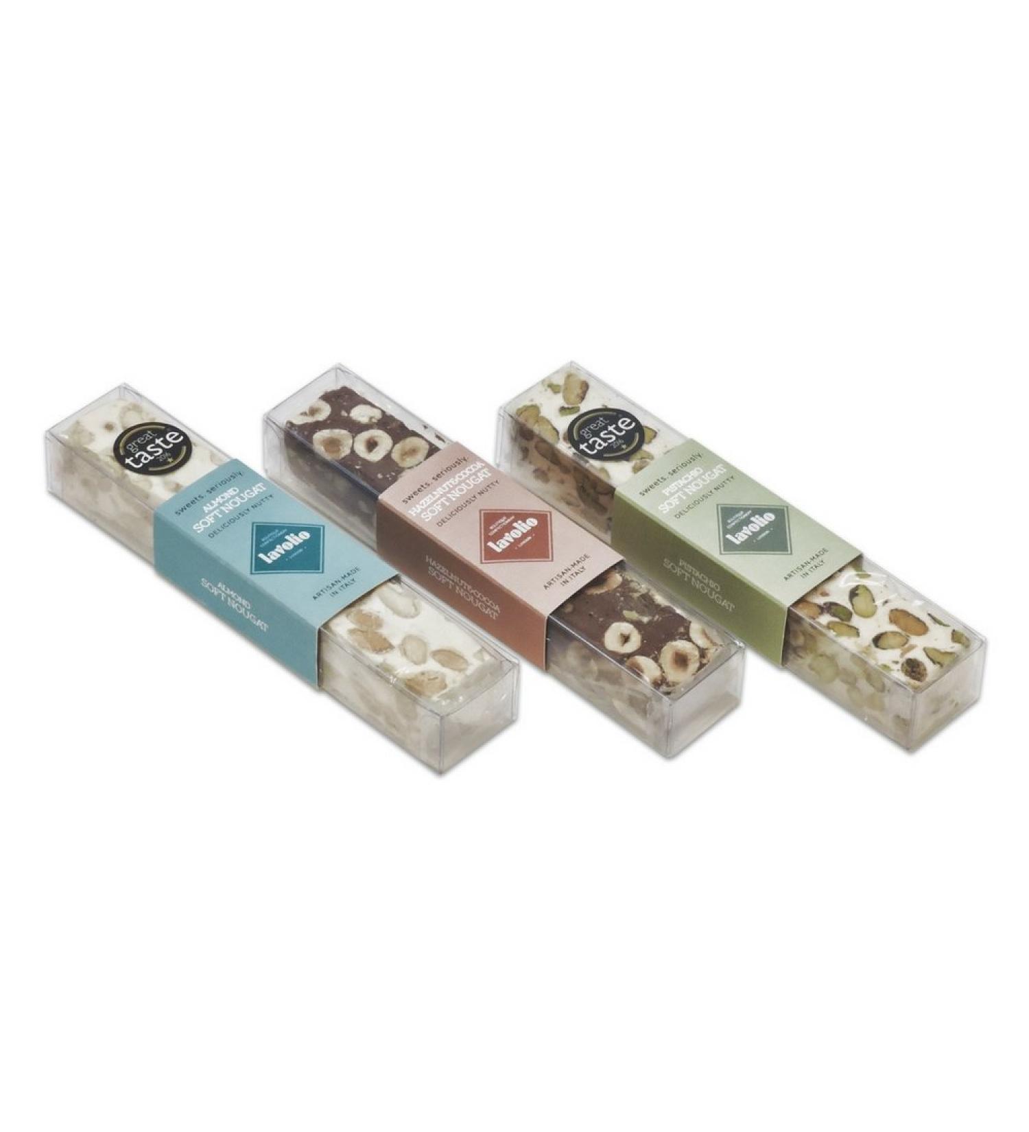 Lavolio Gift-wrapped Set of Soft Nougat (300g) - Premium Selection of 3 Different Flavours of Italian Nougat with Almonds Pistachios Hazelnut & Cocoa Perfect Present for Him or Her - Buy Online on GoSupps.com