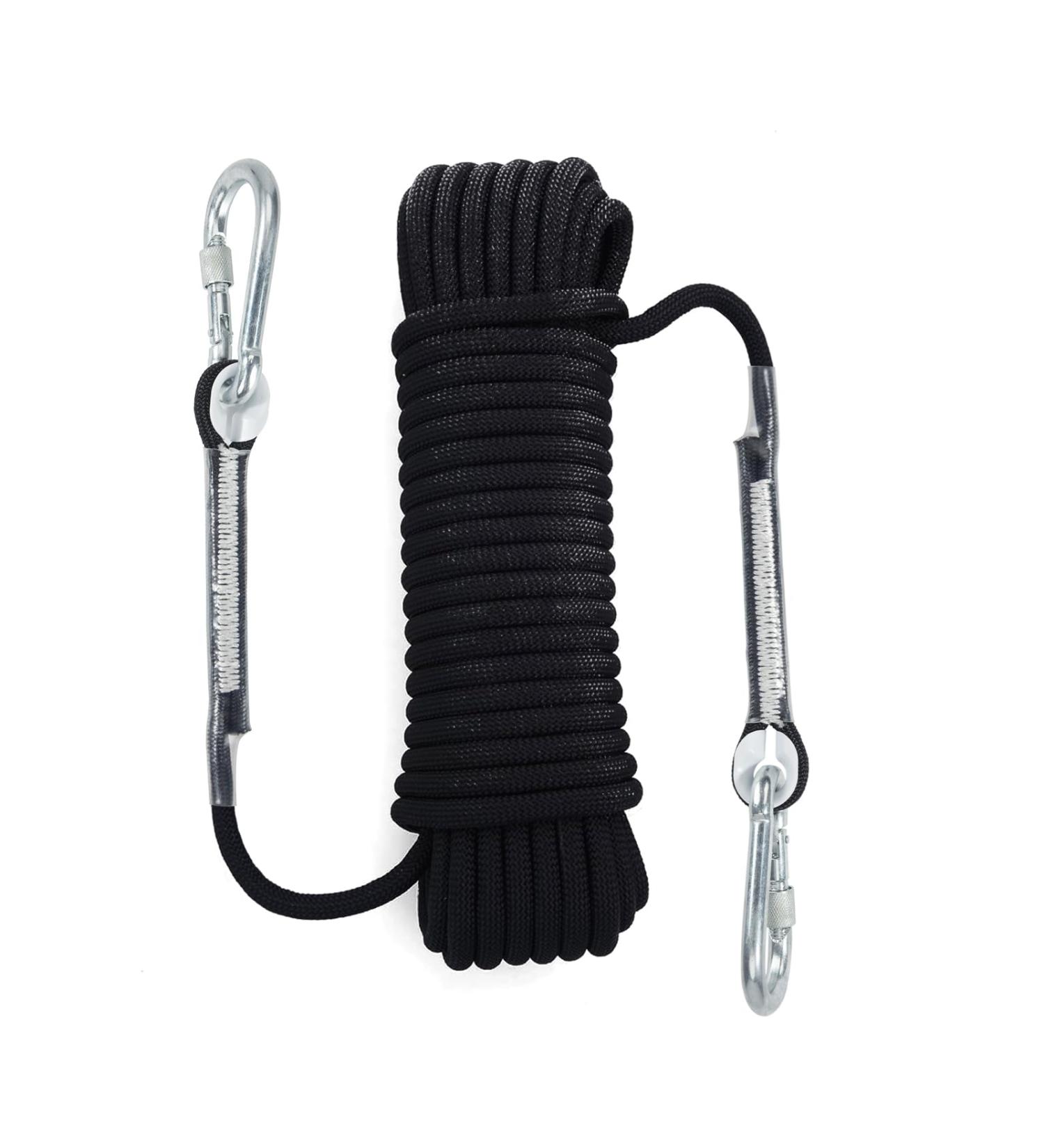 High-Strength 10m Climbing Rope - Outdoor Safety Rope with 2 Carabiners for Abseiling Rescue and Sports - Buy Online on GoSupps.com