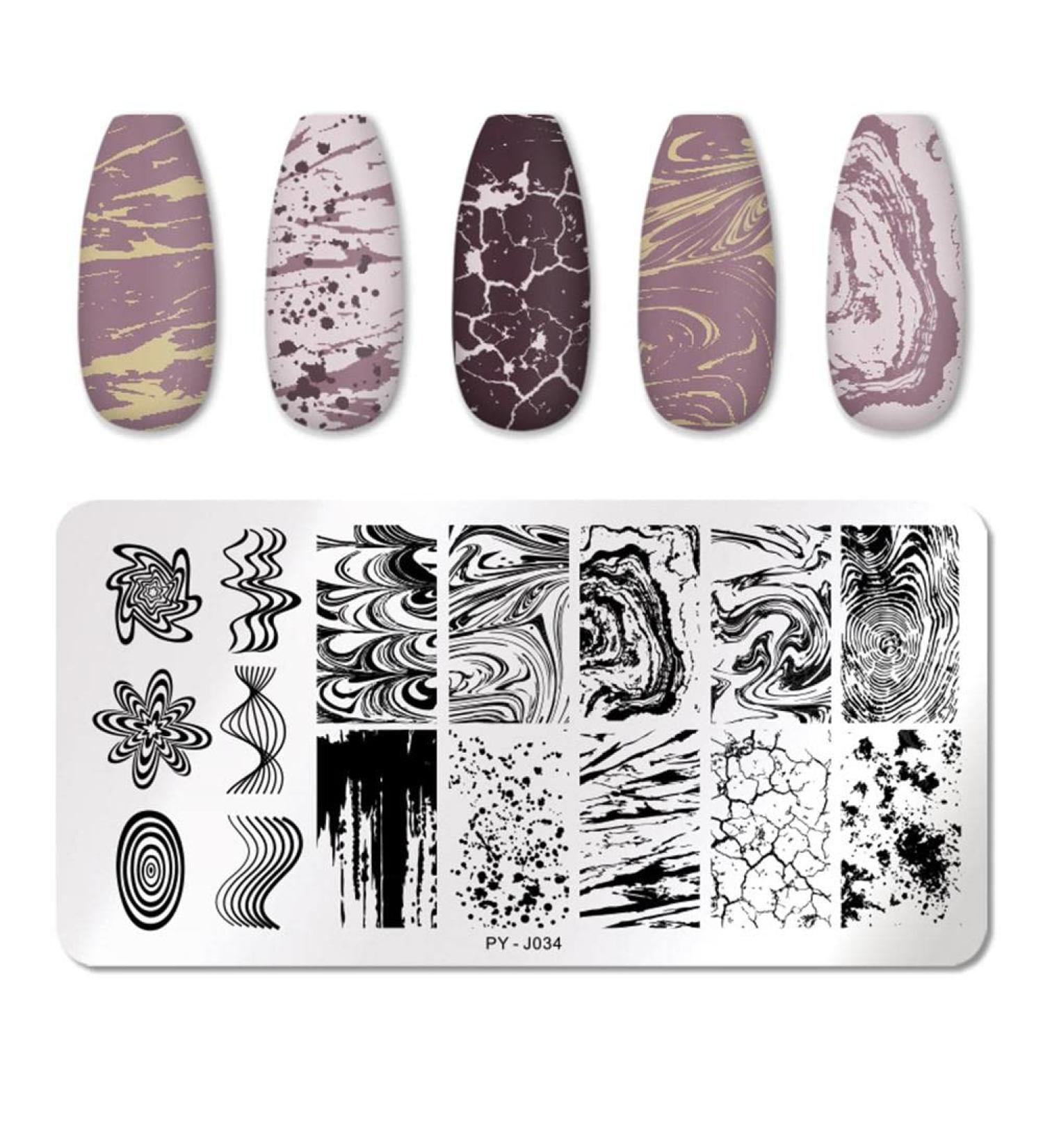 Onsinic Stainless Steel Nail Art Stamping Plate Marble Pattern Nail Design Template for Perfect Nail Care - Buy Online on GoSupps.com
