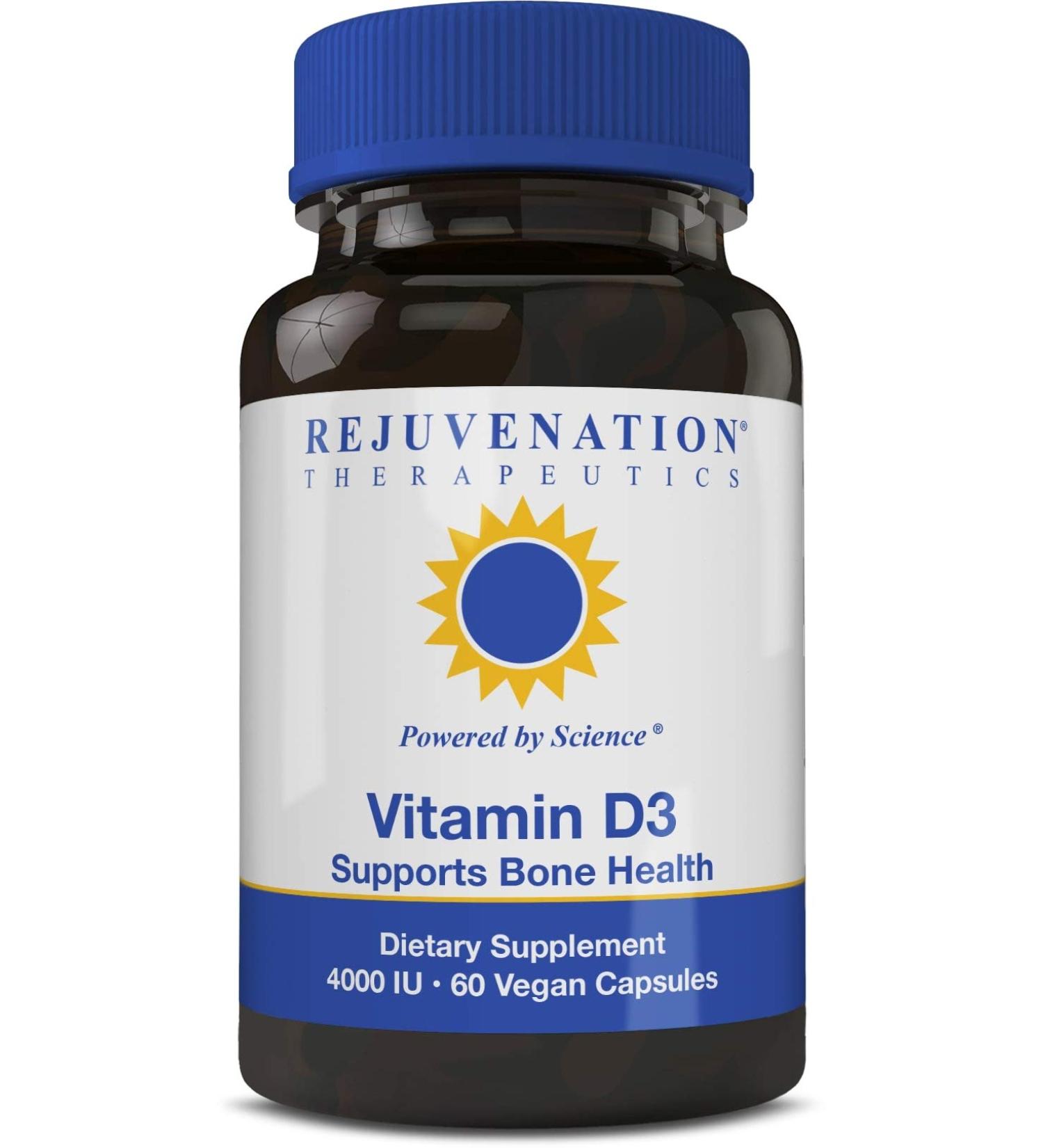 Rejuvenation Therapeutics Vitamin D3 4000IU Capsules - Promotes Bone Health (60 Count) - Buy Online on GoSupps.com