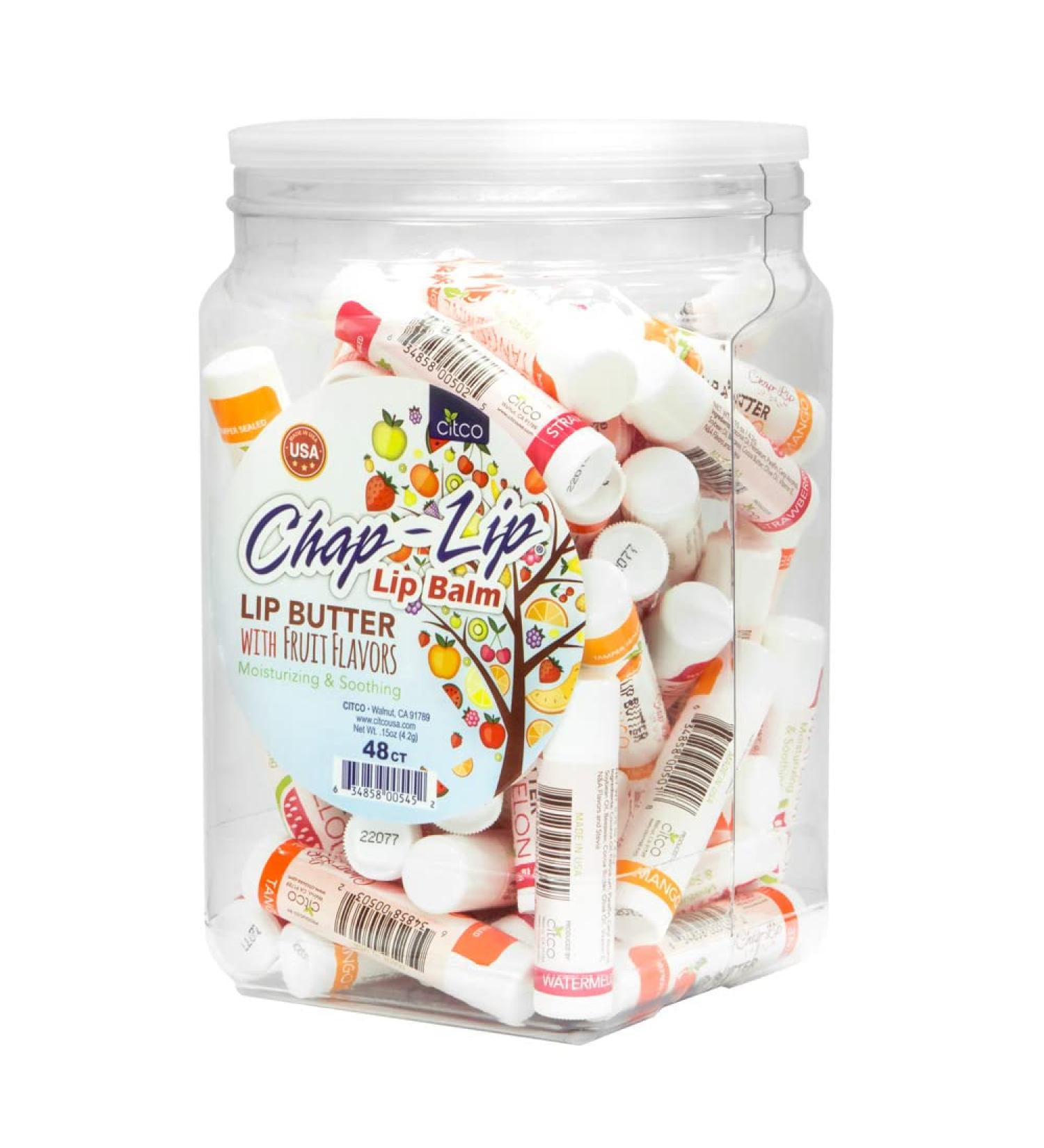 CHAP-LIP Lip Balm 48 Ct | Fruit Flavors, Cocoa Butter & Coconut Oil | Moisturizing Vitamin E Therapy - Buy Online on GoSupps.com