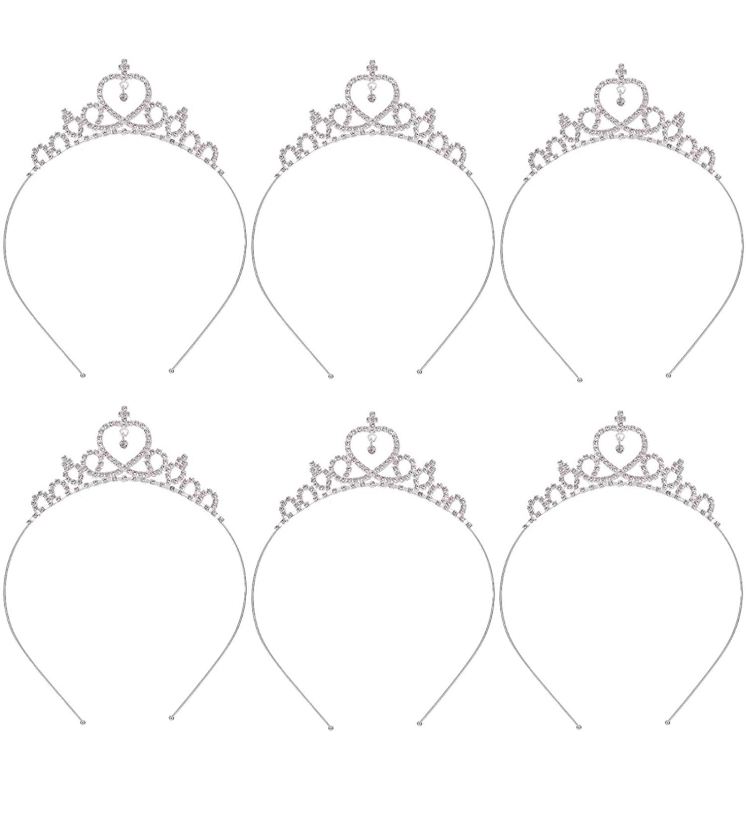 Shop Crown Princess Girl Tiara Set - 6 Piece Heart Shaped Crystal Wedding Headband for Birthday & Party - International Shipping Available - Buy Online on GoSupps.com
