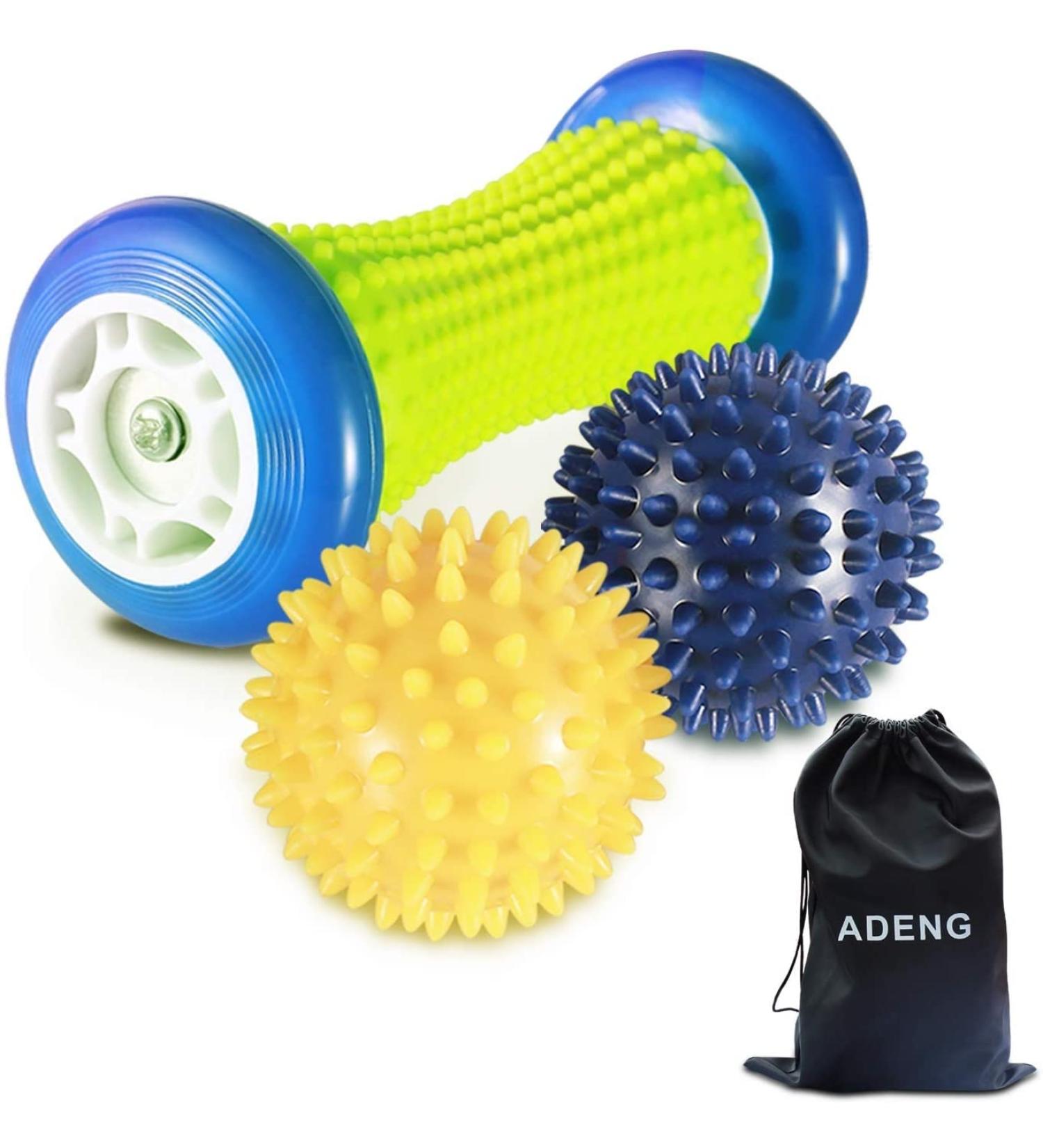 Plantar Fasciitis Foot Massage Roller with 2 Spiky Balls - Arch Pain Relief & Muscle Recovery - Buy Online on GoSupps.com