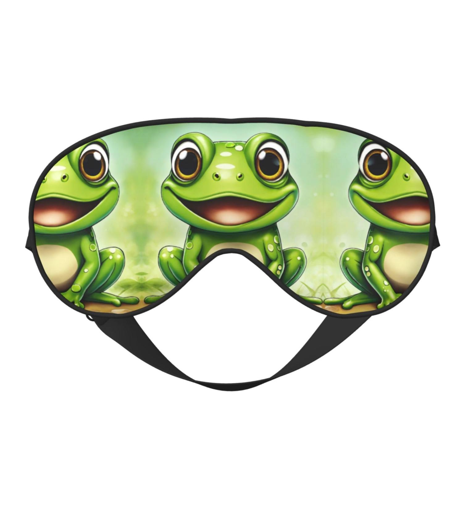 Shop Green Frog Print Unisex Sleep Mask - Double-Sided Eye Mask for Sound Sleep & Skin Care | International Shipping - Buy Online on GoSupps.com