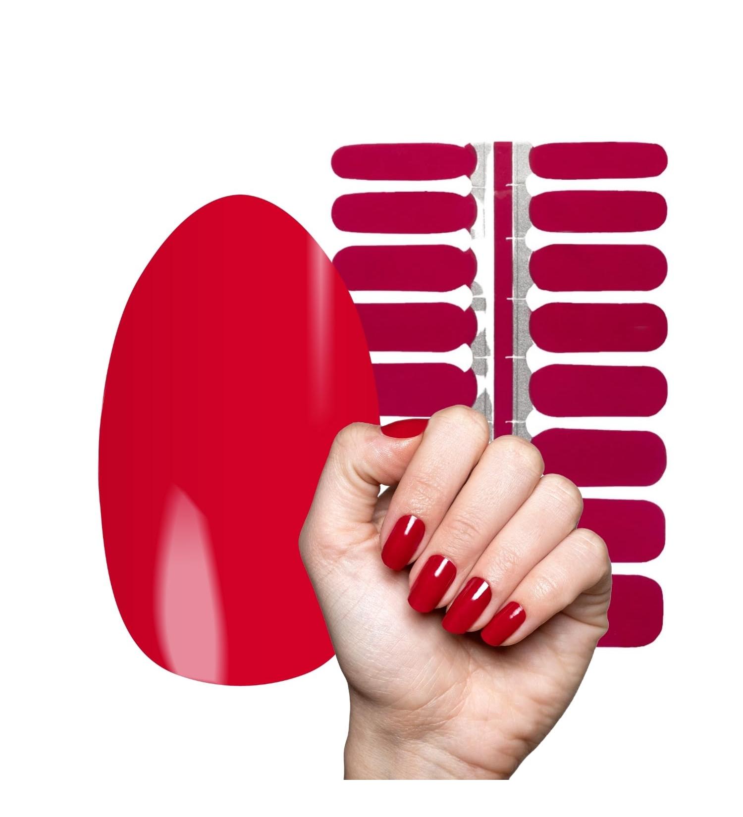 Rubinrot I 16 Ultra-D nne Nail Foils - Red Self-Adhesive Nail Polish Strips for Natural & Acrylic Nails | Premium Nail Art Wraps - Buy Online on GoSupps.com