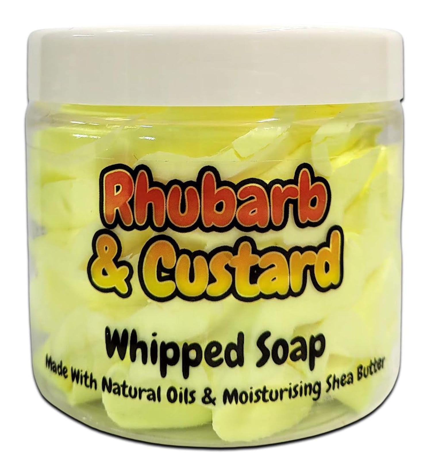 Rhubarb & Custard Whipped Soap Body Wash - 150g - Natural Oils and Butters - Sweet Scent - Vegan Friendly - Puddle of Wax - Made in the UK - Buy Online on GoSupps.com