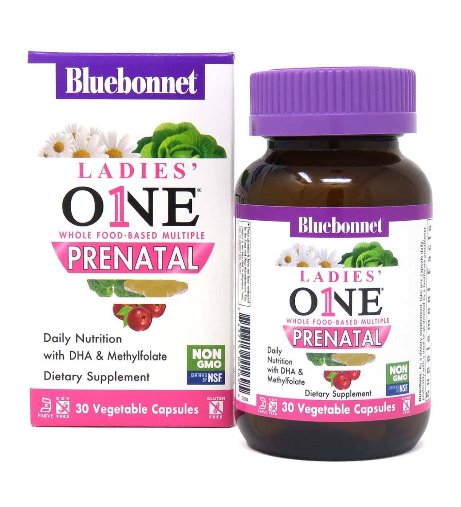 Bluebonnet Nutrition Ladies ONE Prenatal - Whole Food-Based - 30 Vegetable Capsules - Buy Online on GoSupps.com
