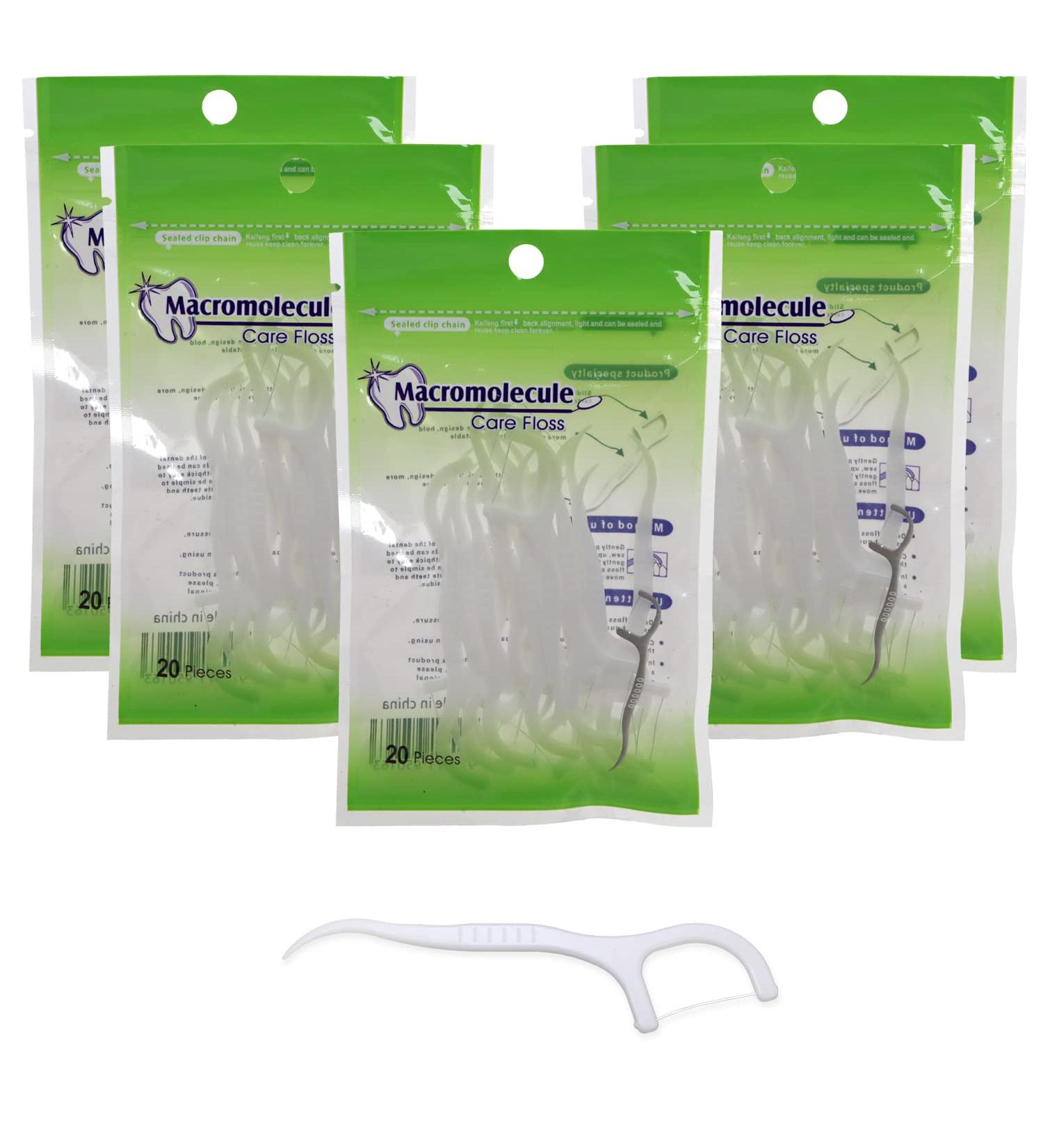 DBOO toothed pleils plastic dental floss toothpick flat dental floss toothpick one-way toothed floss for family hotel travel 100 pieces