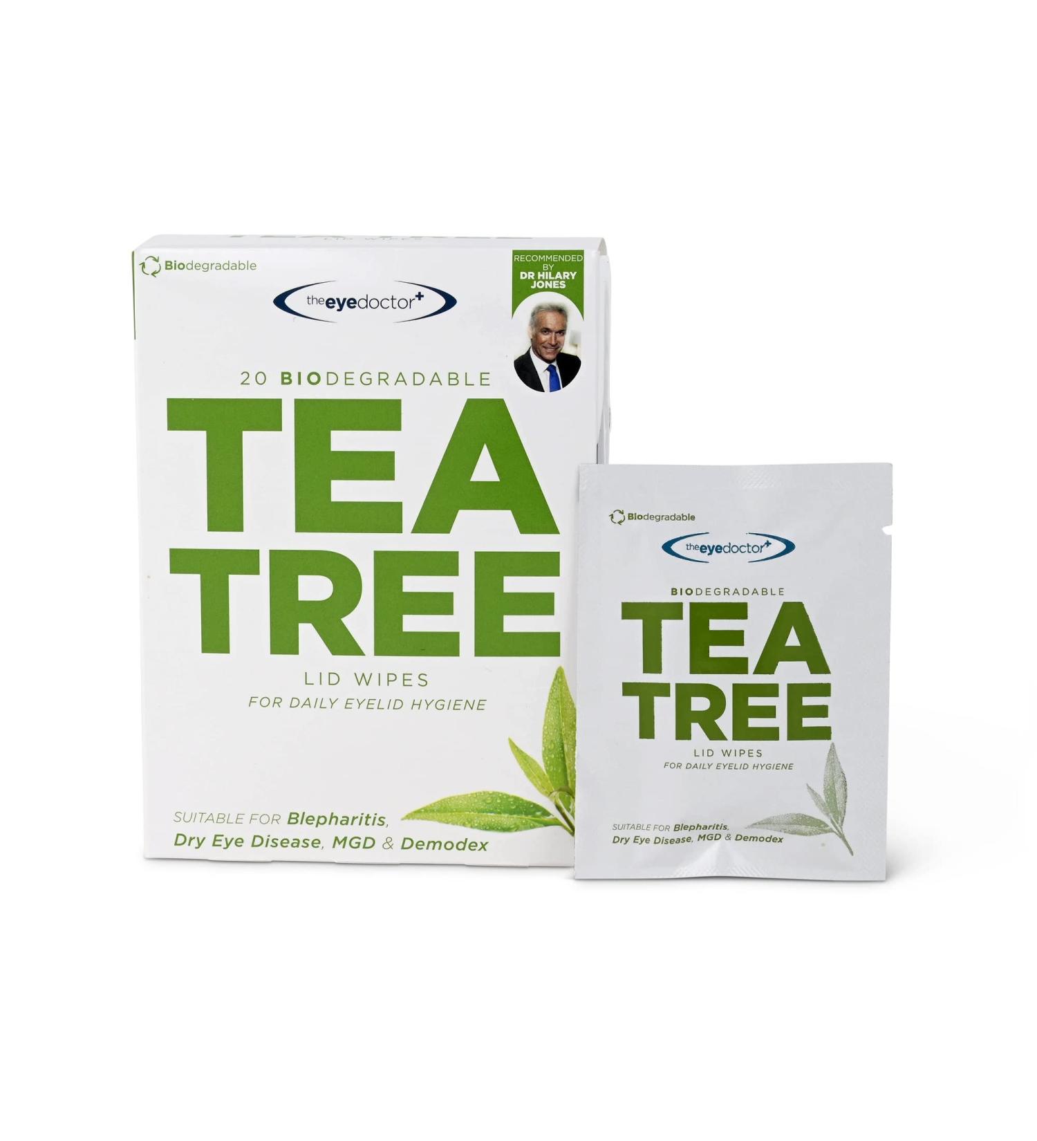 Eye Doctor Tea Tree Eyelid Wipes - 260 Single-Use Biodegradable Tea Tree Eye Wipes for Sensitive Eyes, Dry Eyes, Blepharitis, MGD & Demodex - Buy Online on GoSupps.com